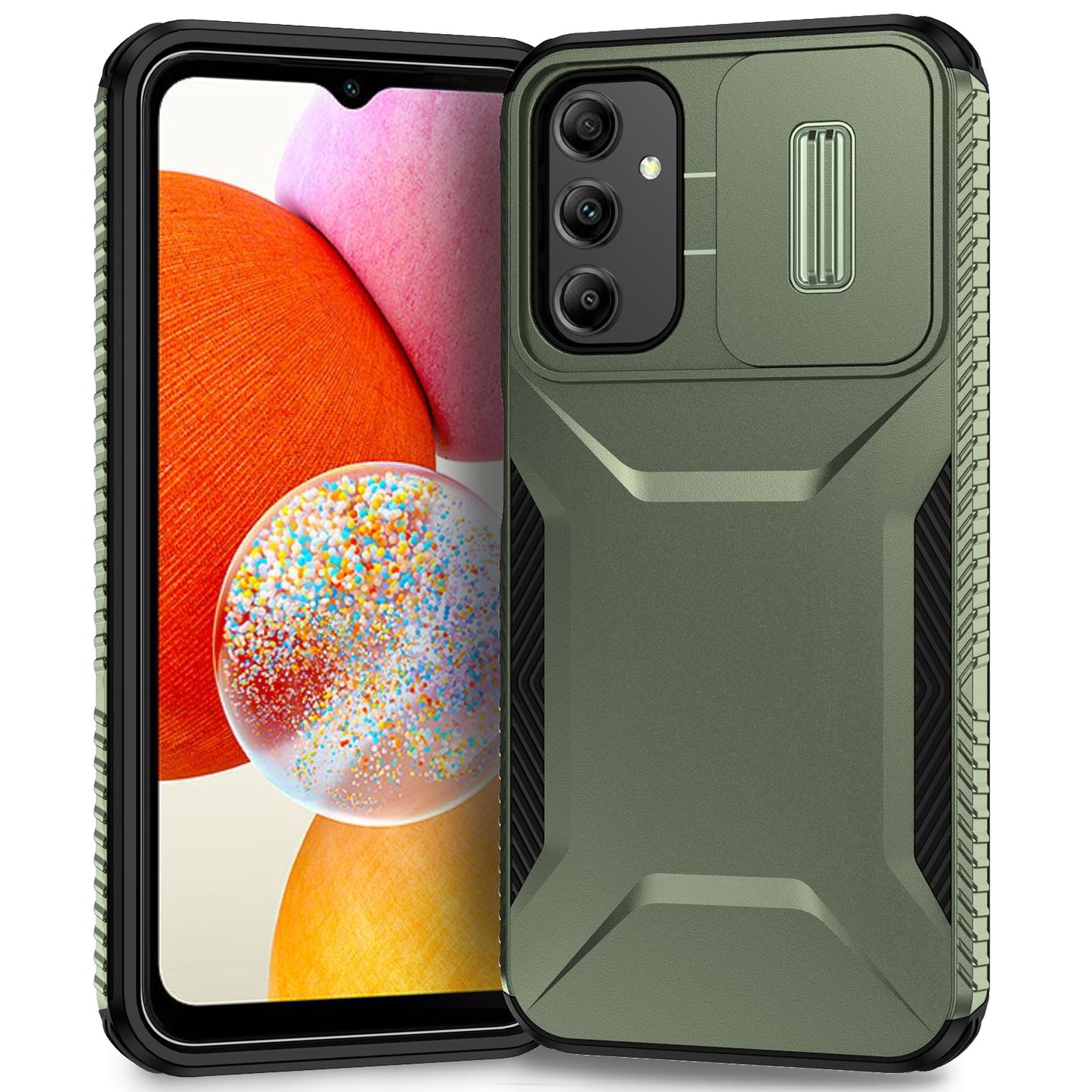 Samsung Galaxy A14 5G Phone Case with Sliding Camshield | Military-Grade TPU & PC Protective Anti-Scratch Anti-Skid Cover, Durable Shockproof Design