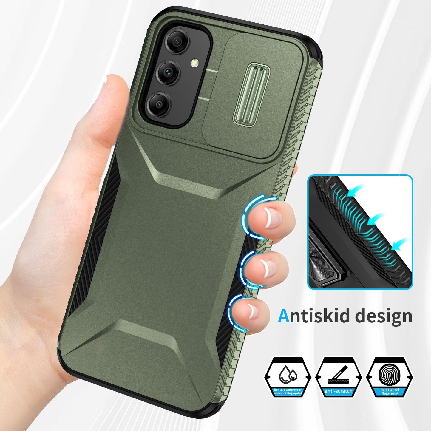 Samsung Galaxy A14 5G Phone Case with Sliding Camshield | Military-Grade TPU & PC Protective Anti-Scratch Anti-Skid Cover, Durable Shockproof Design