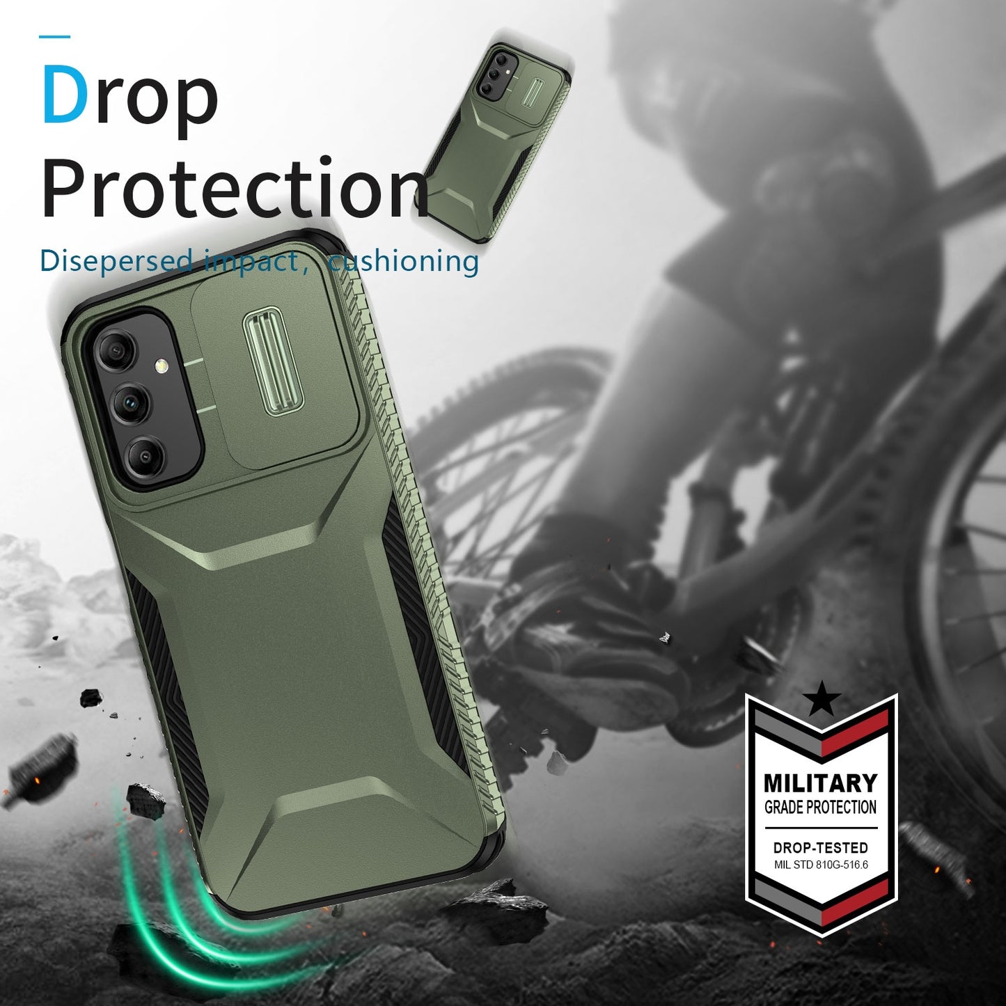 Samsung Galaxy A14 5G Phone Case with Sliding Camshield | Military-Grade TPU & PC Protective Anti-Scratch Anti-Skid Cover, Durable Shockproof Design
