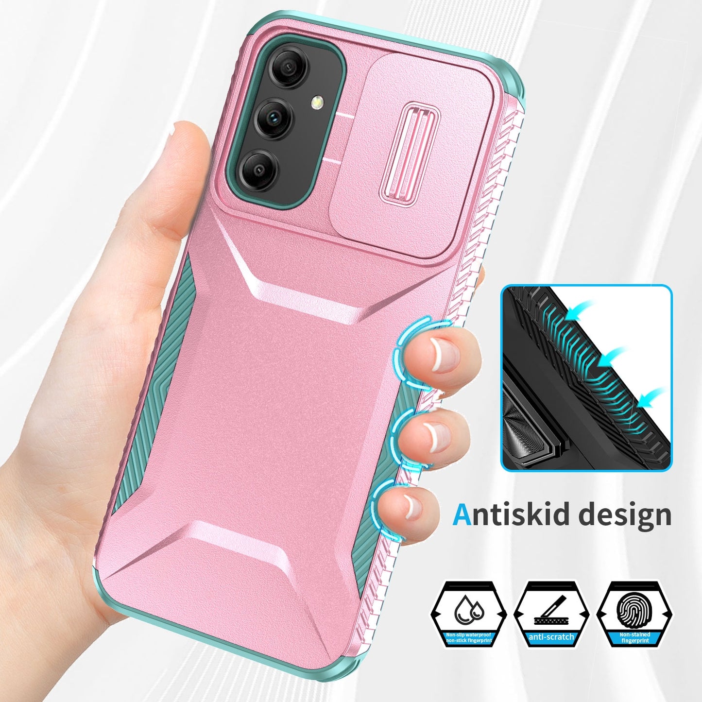 Samsung Galaxy A14 5G Phone Case with Sliding Camshield | Military-Grade TPU & PC Protective Anti-Scratch Anti-Skid Cover, Durable Shockproof Design