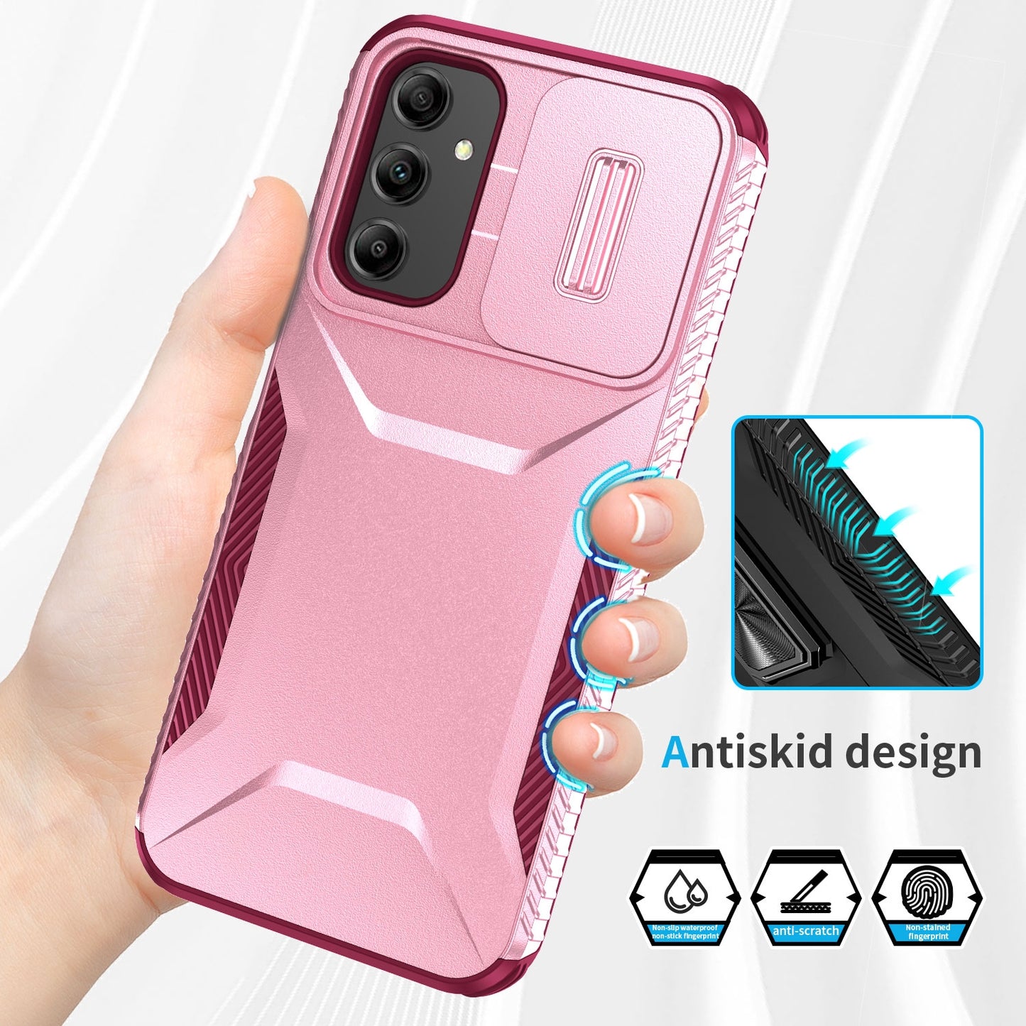 Samsung Galaxy A14 5G Phone Case with Sliding Camshield | Military-Grade TPU & PC Protective Anti-Scratch Anti-Skid Cover, Durable Shockproof Design