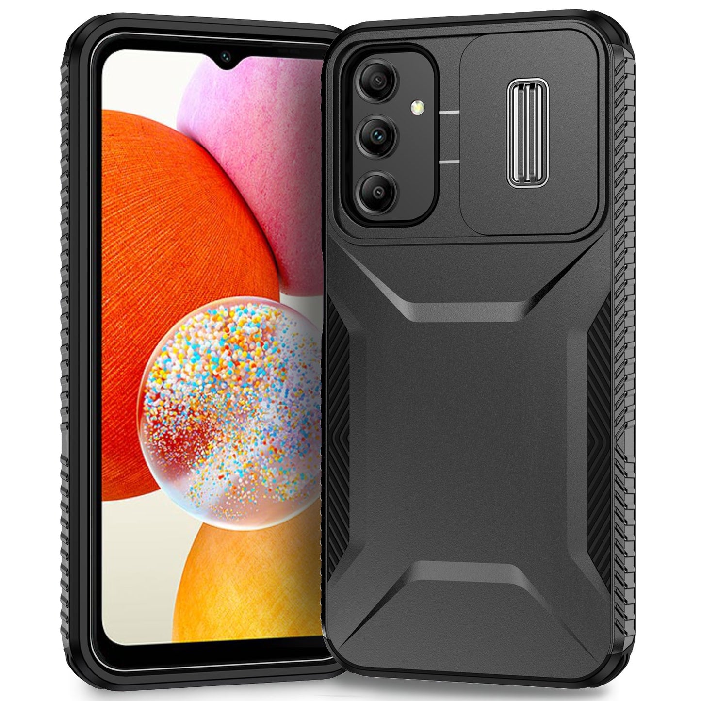 Samsung Galaxy A14 5G Phone Case with Sliding Camshield | Military-Grade TPU & PC Protective Anti-Scratch Anti-Skid Cover, Durable Shockproof Design
