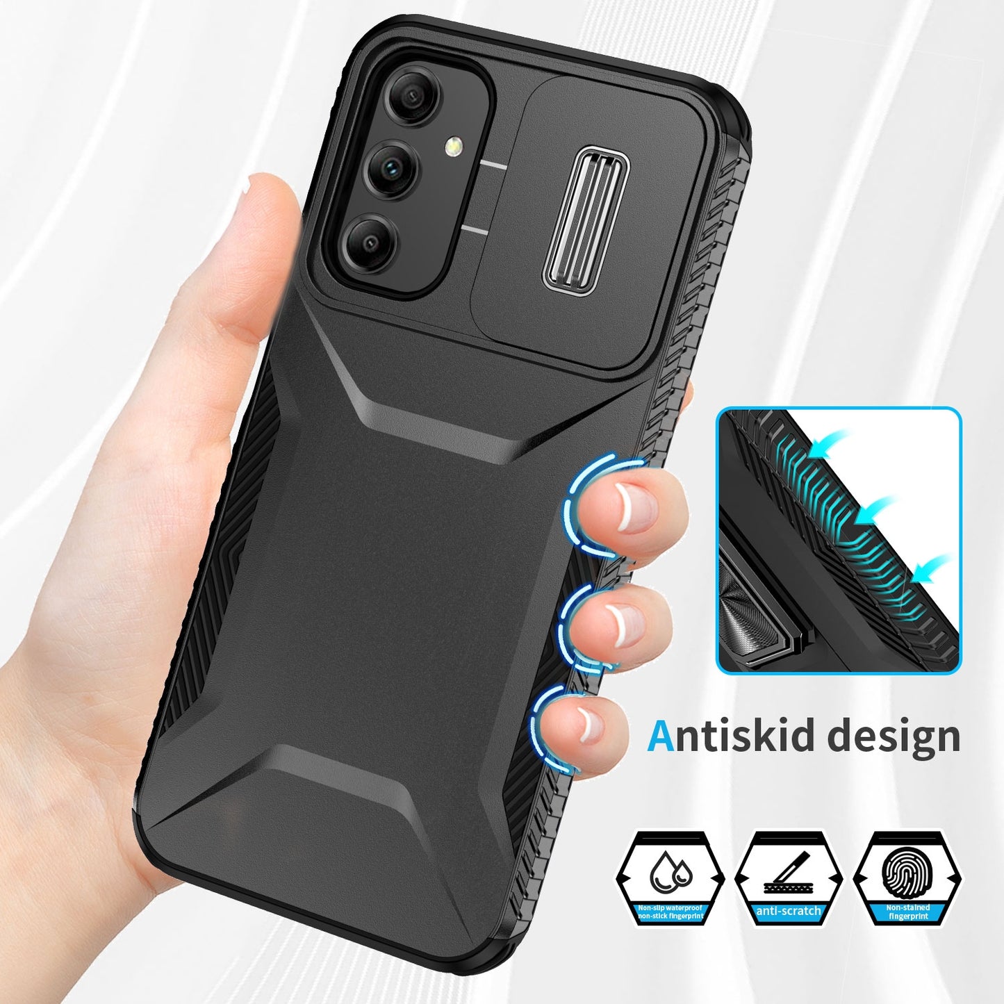 Samsung Galaxy A14 5G Phone Case with Sliding Camshield | Military-Grade TPU & PC Protective Anti-Scratch Anti-Skid Cover, Durable Shockproof Design