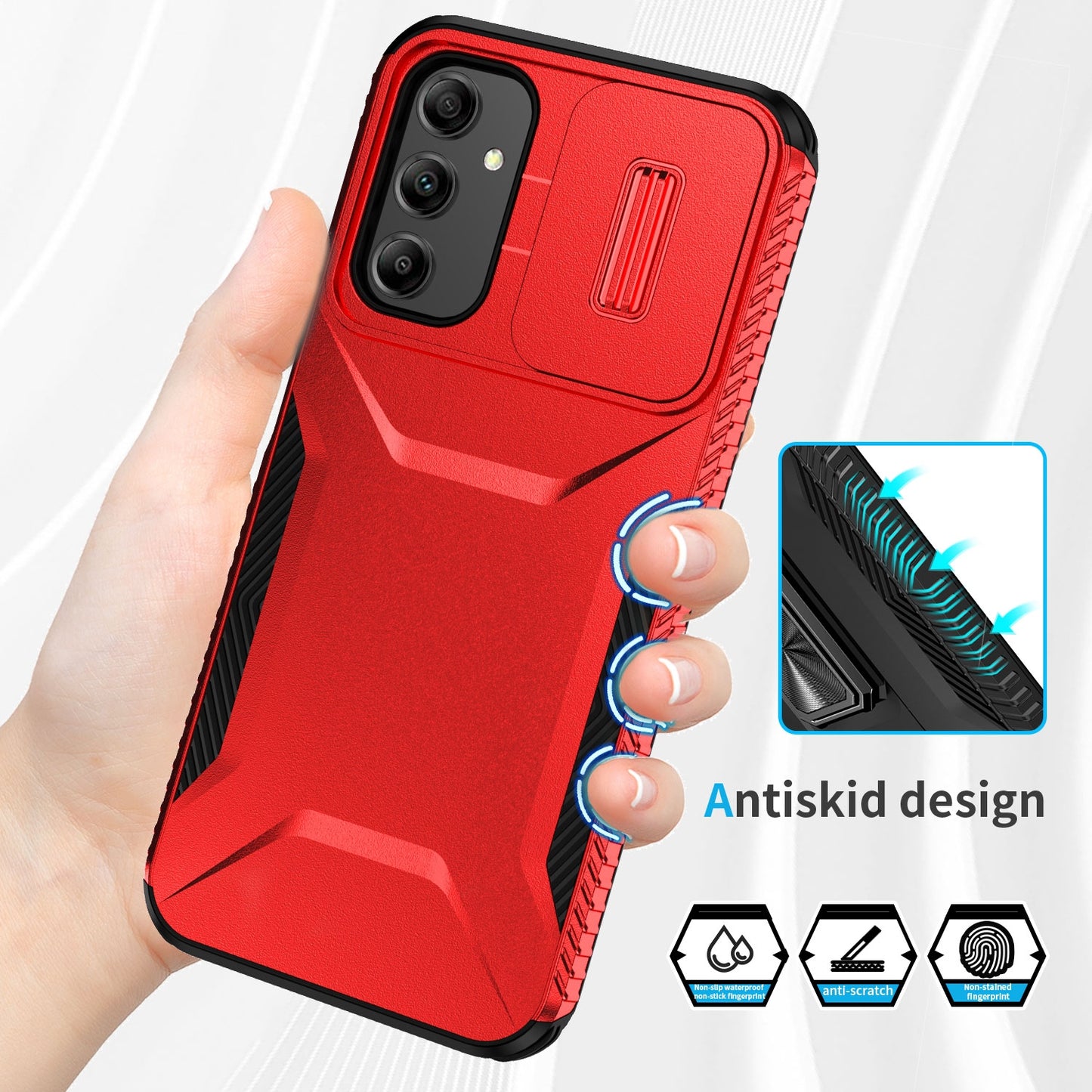 Samsung Galaxy A14 5G Phone Case with Sliding Camshield | Military-Grade TPU & PC Protective Anti-Scratch Anti-Skid Cover, Durable Shockproof Design