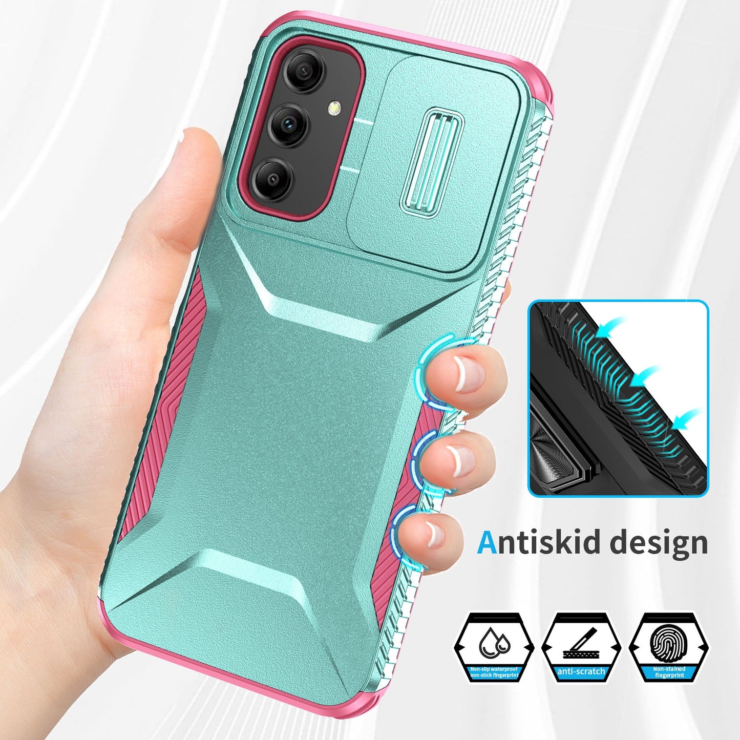 Samsung Galaxy A14 5G Phone Case with Sliding Camshield | Military-Grade TPU & PC Protective Anti-Scratch Anti-Skid Cover, Durable Shockproof Design