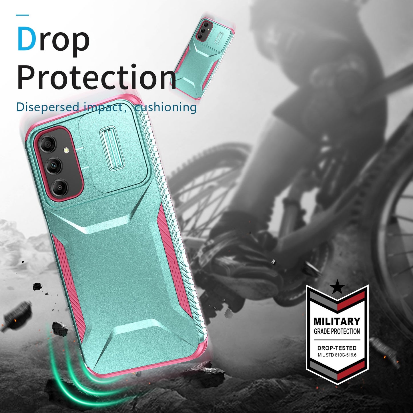 Samsung Galaxy A14 5G Phone Case with Sliding Camshield | Military-Grade TPU & PC Protective Anti-Scratch Anti-Skid Cover, Durable Shockproof Design