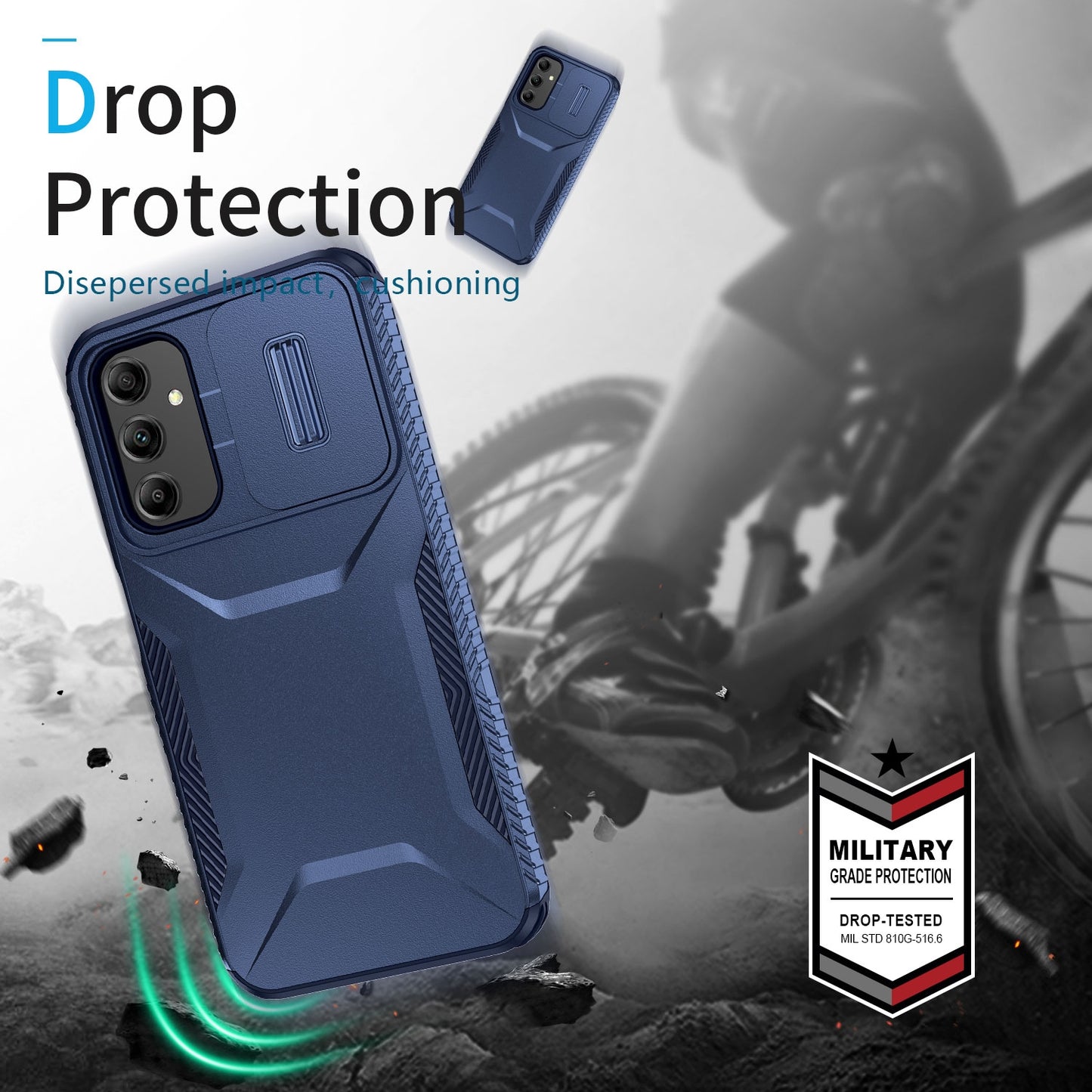 Samsung Galaxy A14 5G Phone Case with Sliding Camshield | Military-Grade TPU & PC Protective Anti-Scratch Anti-Skid Cover, Durable Shockproof Design