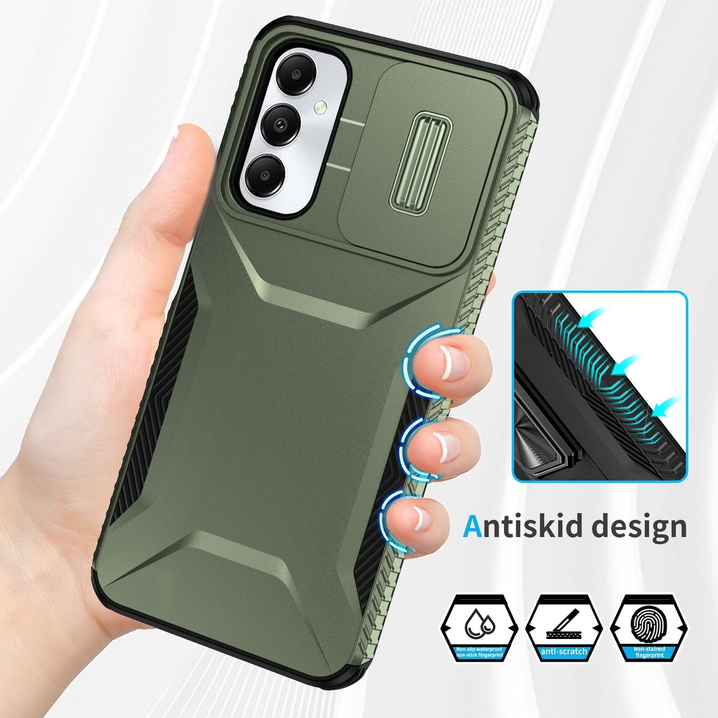 Samsung Galaxy A05s Phone Case with Sliding Camshield | Military-Grade TPU & PC Protective Anti-Scratch Anti-Skid Cover, Durable Shockproof Design