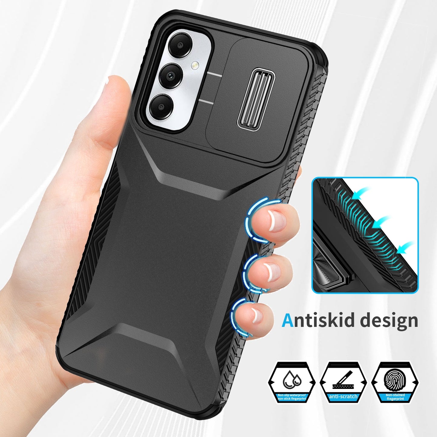 Samsung Galaxy A05s Phone Case with Sliding Camshield | Military-Grade TPU & PC Protective Anti-Scratch Anti-Skid Cover, Durable Shockproof Design
