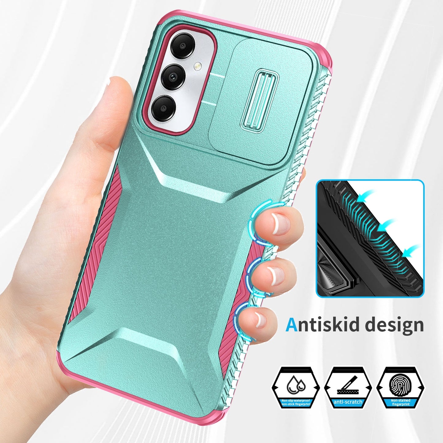 Samsung Galaxy A05s Phone Case with Sliding Camshield | Military-Grade TPU & PC Protective Anti-Scratch Anti-Skid Cover, Durable Shockproof Design