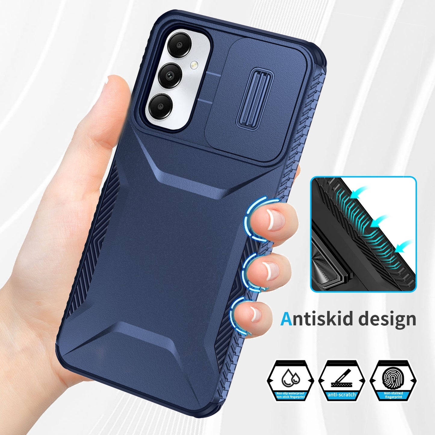 Samsung Galaxy A05s Phone Case with Sliding Camshield | Military-Grade TPU & PC Protective Anti-Scratch Anti-Skid Cover, Durable Shockproof Design