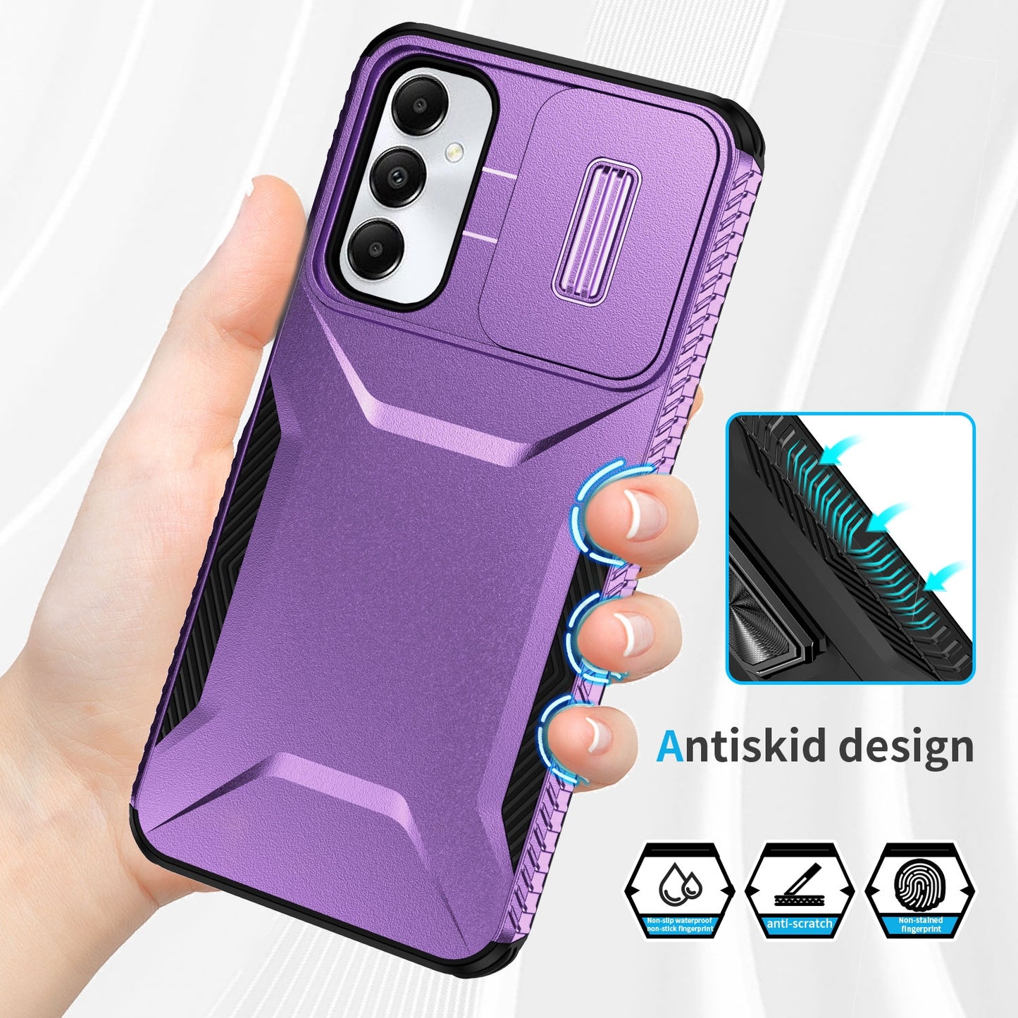 Samsung Galaxy A05s Phone Case with Sliding Camshield | Military-Grade TPU & PC Protective Anti-Scratch Anti-Skid Cover, Durable Shockproof Design