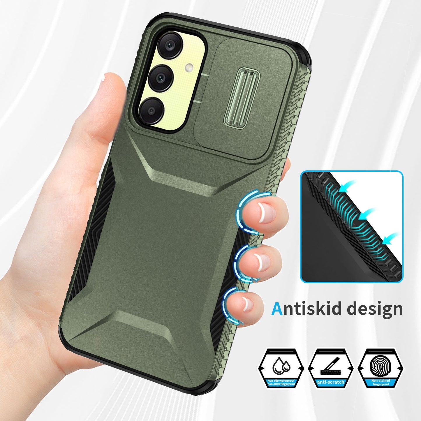Samsung Galaxy A25 5G Phone Case with Sliding Camshield | Military-Grade TPU & PC Protective Anti-Scratch Anti-Skid Cover, Durable Shockproof Design