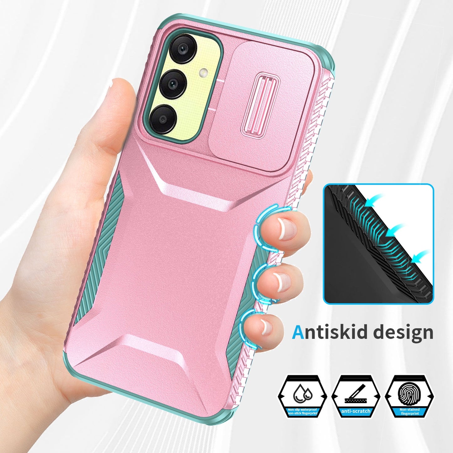 Samsung Galaxy A25 5G Phone Case with Sliding Camshield | Military-Grade TPU & PC Protective Anti-Scratch Anti-Skid Cover, Durable Shockproof Design