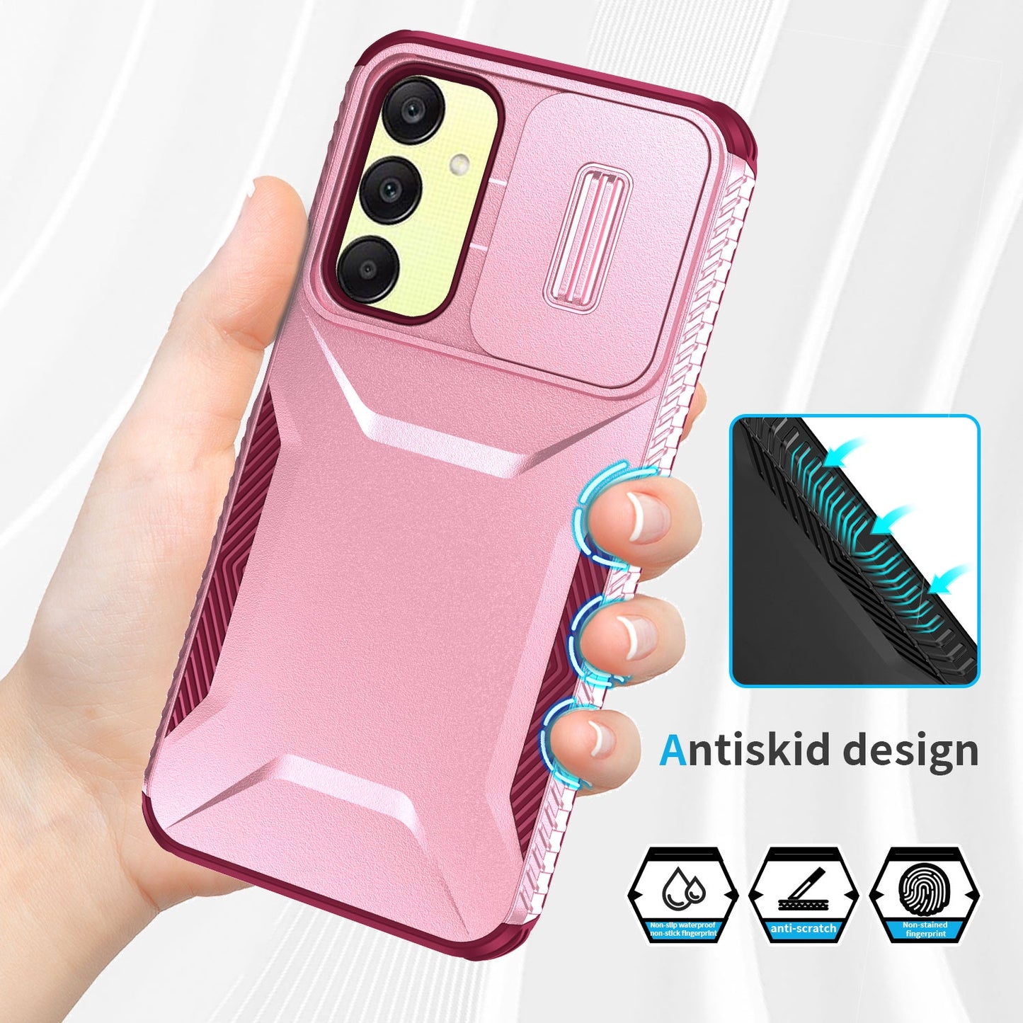Samsung Galaxy A25 5G Phone Case with Sliding Camshield | Military-Grade TPU & PC Protective Anti-Scratch Anti-Skid Cover, Durable Shockproof Design