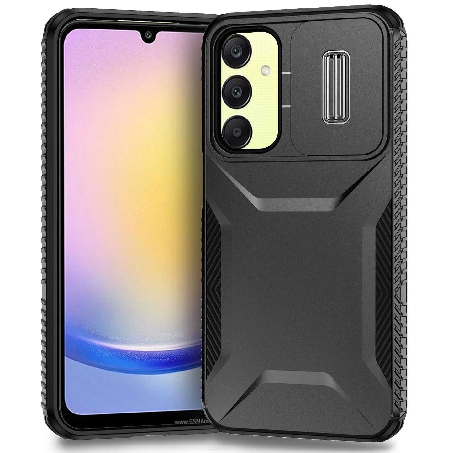 Samsung Galaxy A25 5G Phone Case with Sliding Camshield | Military-Grade TPU & PC Protective Anti-Scratch Anti-Skid Cover, Durable Shockproof Design