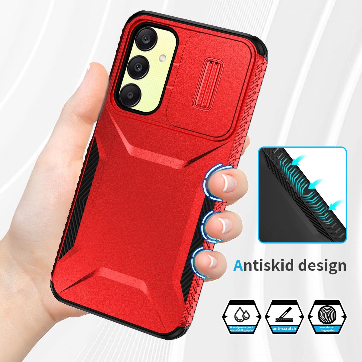 Samsung Galaxy A25 5G Phone Case with Sliding Camshield | Military-Grade TPU & PC Protective Anti-Scratch Anti-Skid Cover, Durable Shockproof Design