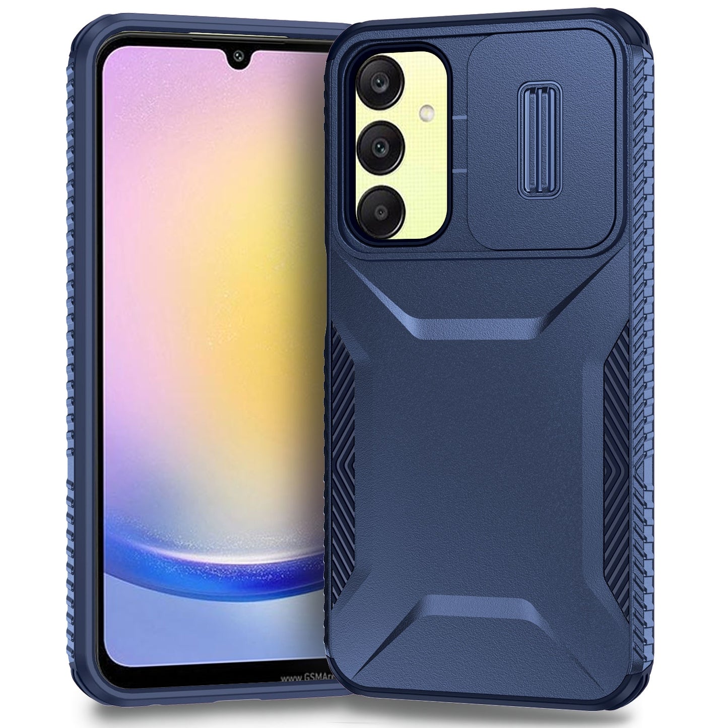 Samsung Galaxy A25 5G Phone Case with Sliding Camshield | Military-Grade TPU & PC Protective Anti-Scratch Anti-Skid Cover, Durable Shockproof Design
