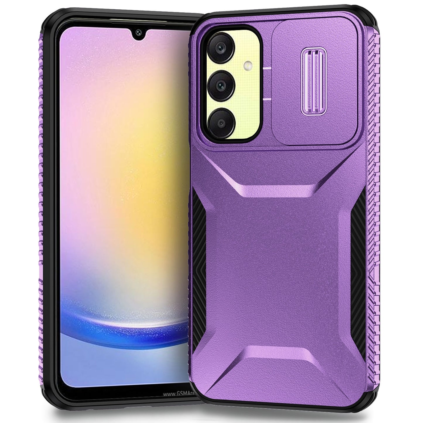 Samsung Galaxy A25 5G Phone Case with Sliding Camshield | Military-Grade TPU & PC Protective Anti-Scratch Anti-Skid Cover, Durable Shockproof Design