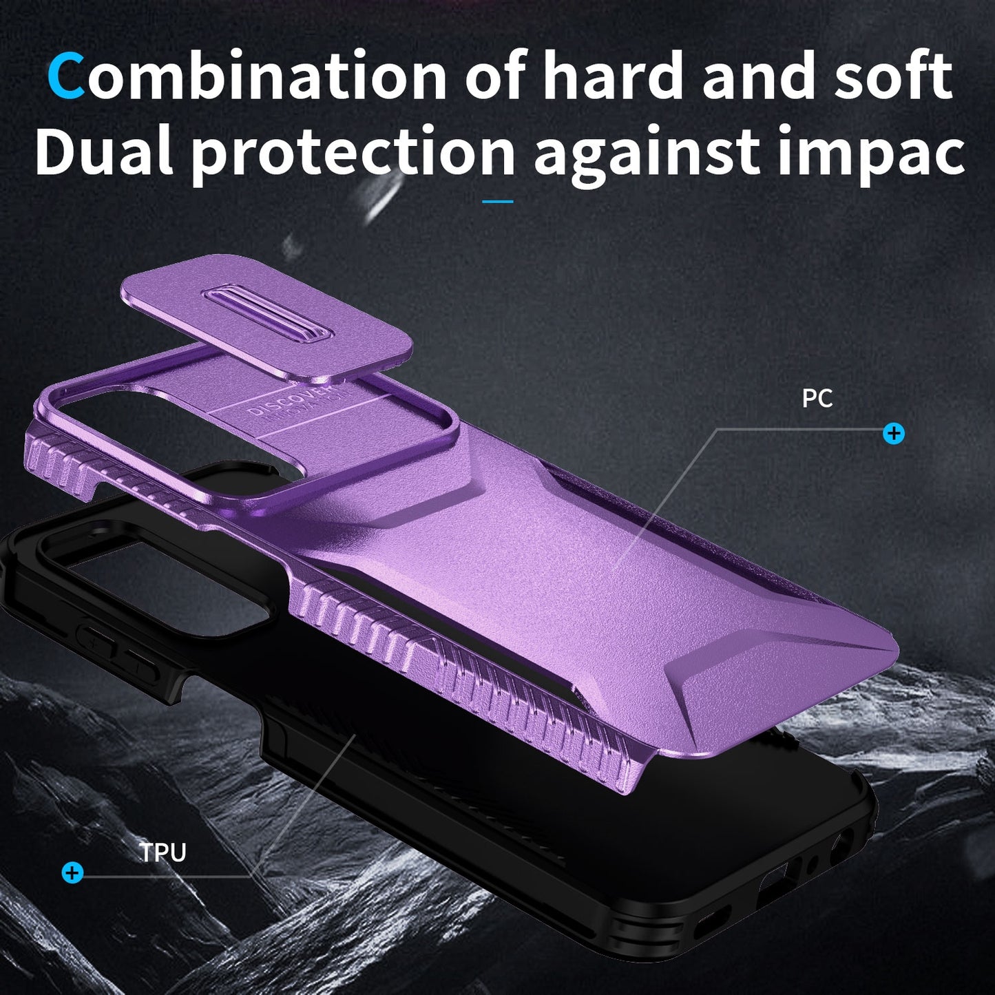 Samsung Galaxy A25 5G Phone Case with Sliding Camshield | Military-Grade TPU & PC Protective Anti-Scratch Anti-Skid Cover, Durable Shockproof Design