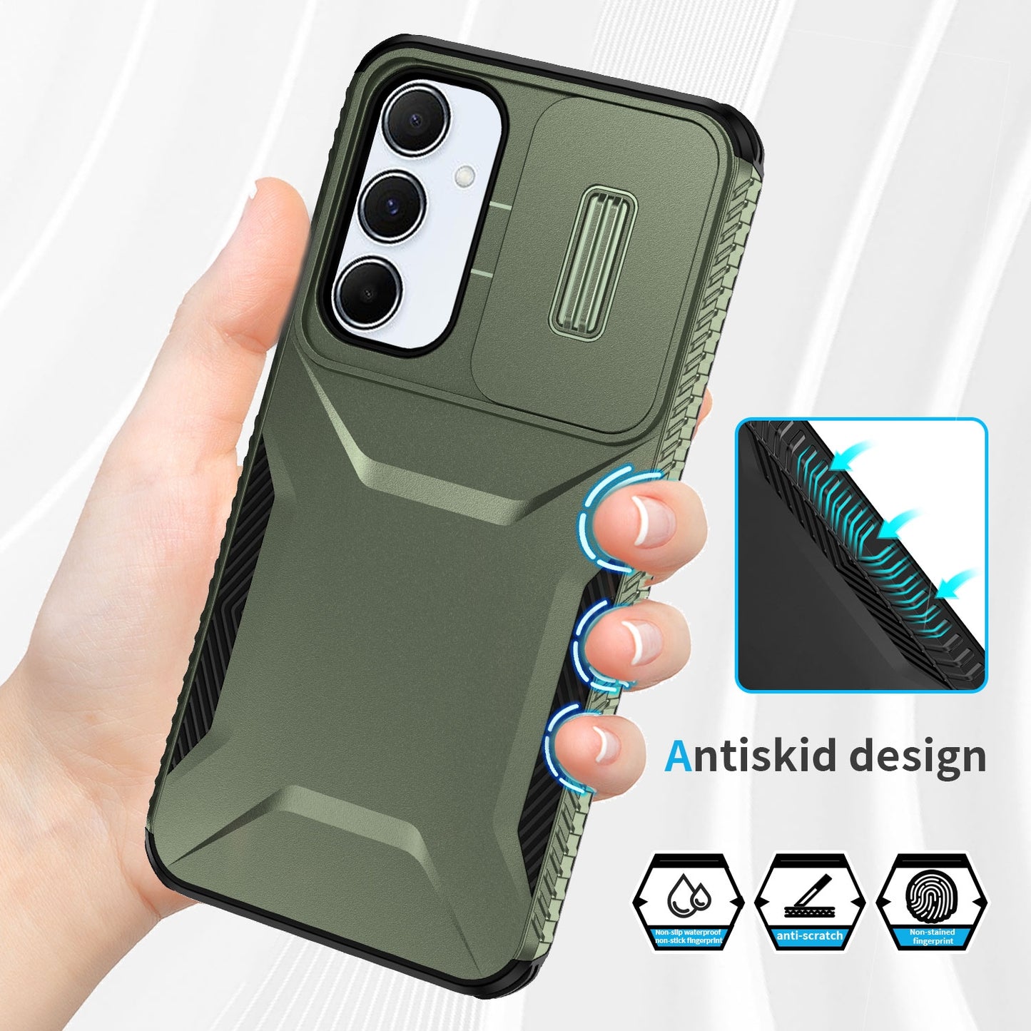 Samsung Galaxy A55 5G Phone Case with Sliding Camshield | Military-Grade TPU & PC Protective Anti-Scratch Anti-Skid Cover, Durable Shockproof Design