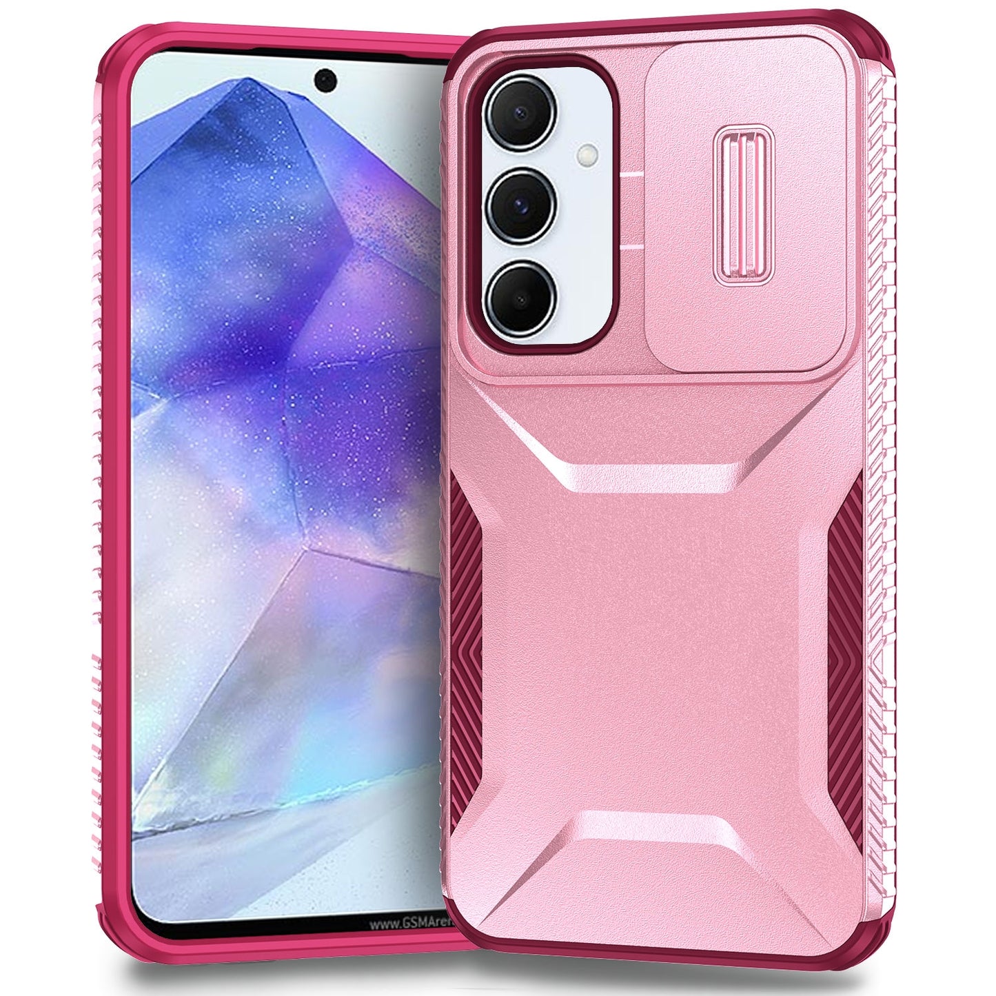 Samsung Galaxy A55 5G Phone Case with Sliding Camshield | Military-Grade TPU & PC Protective Anti-Scratch Anti-Skid Cover, Durable Shockproof Design