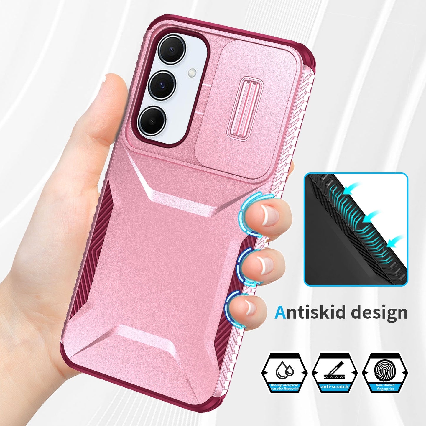 Samsung Galaxy A55 5G Phone Case with Sliding Camshield | Military-Grade TPU & PC Protective Anti-Scratch Anti-Skid Cover, Durable Shockproof Design