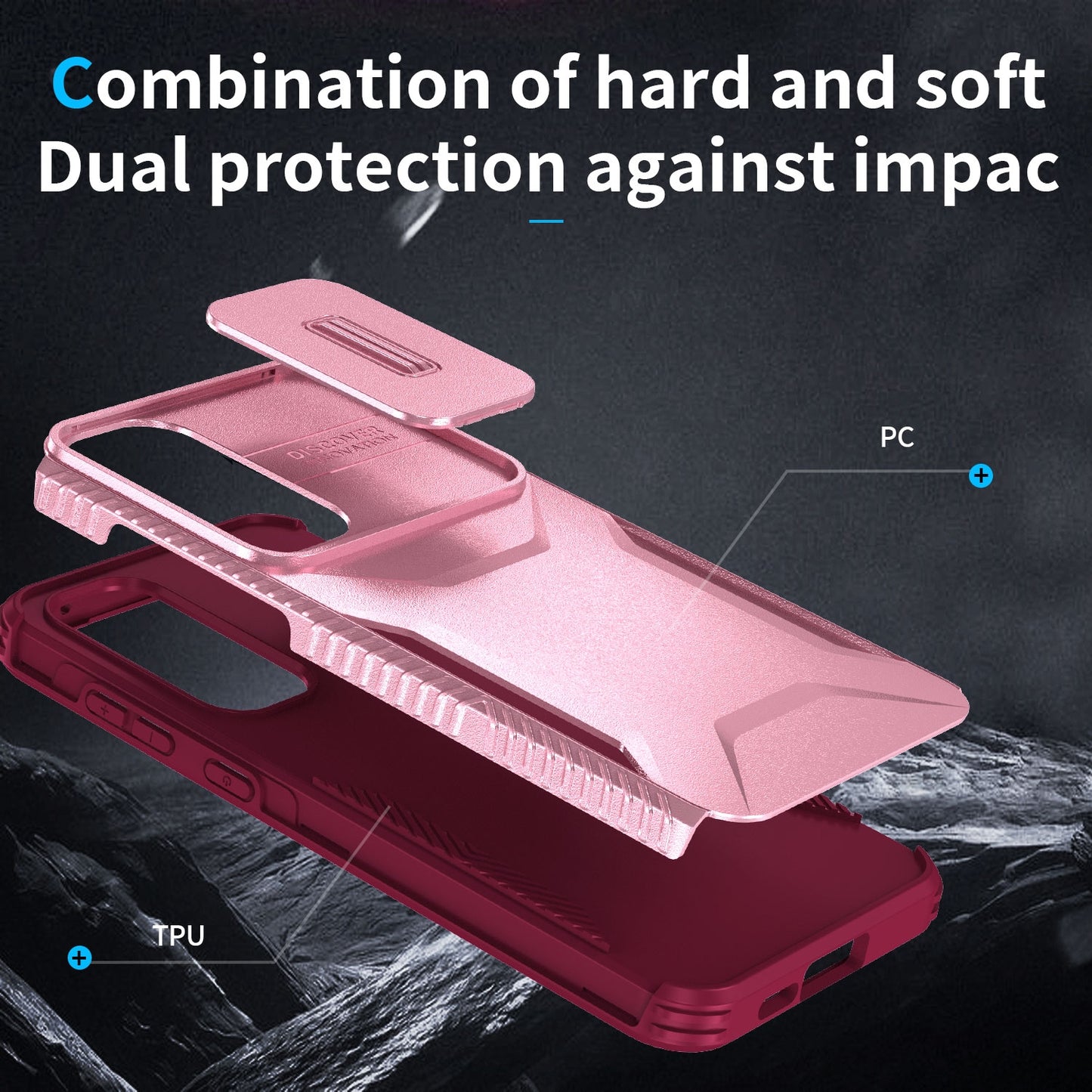 Samsung Galaxy A55 5G Phone Case with Sliding Camshield | Military-Grade TPU & PC Protective Anti-Scratch Anti-Skid Cover, Durable Shockproof Design