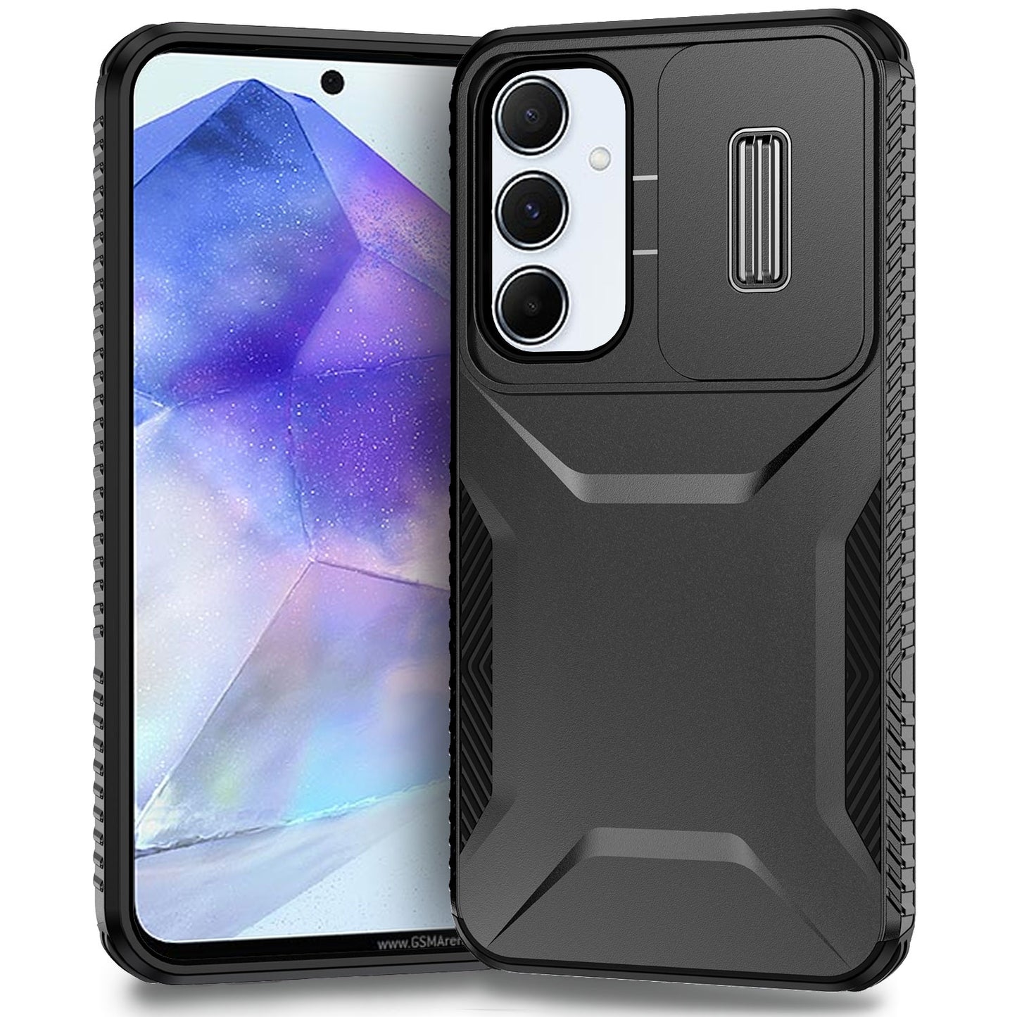 Samsung Galaxy A55 5G Phone Case with Sliding Camshield | Military-Grade TPU & PC Protective Anti-Scratch Anti-Skid Cover, Durable Shockproof Design