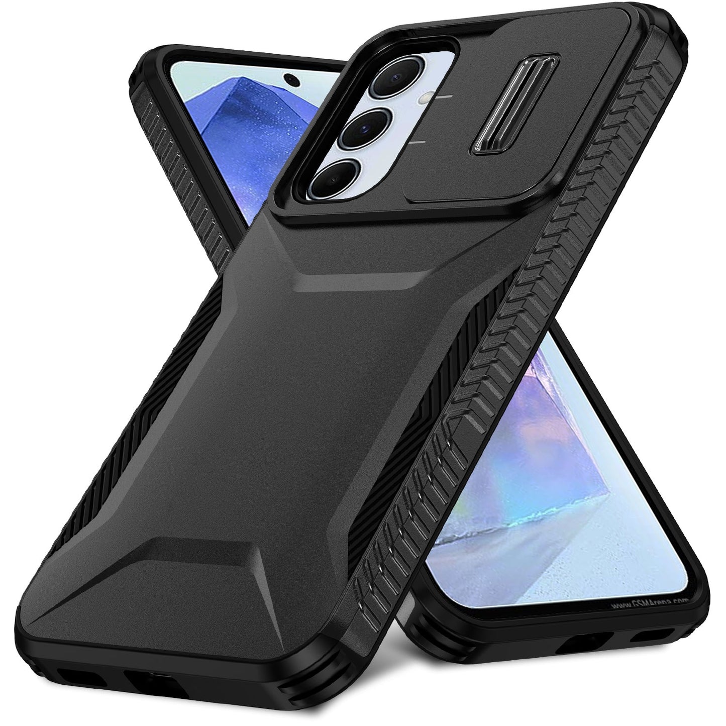 Samsung Galaxy A55 5G Phone Case with Sliding Camshield | Military-Grade TPU & PC Protective Anti-Scratch Anti-Skid Cover, Durable Shockproof Design
