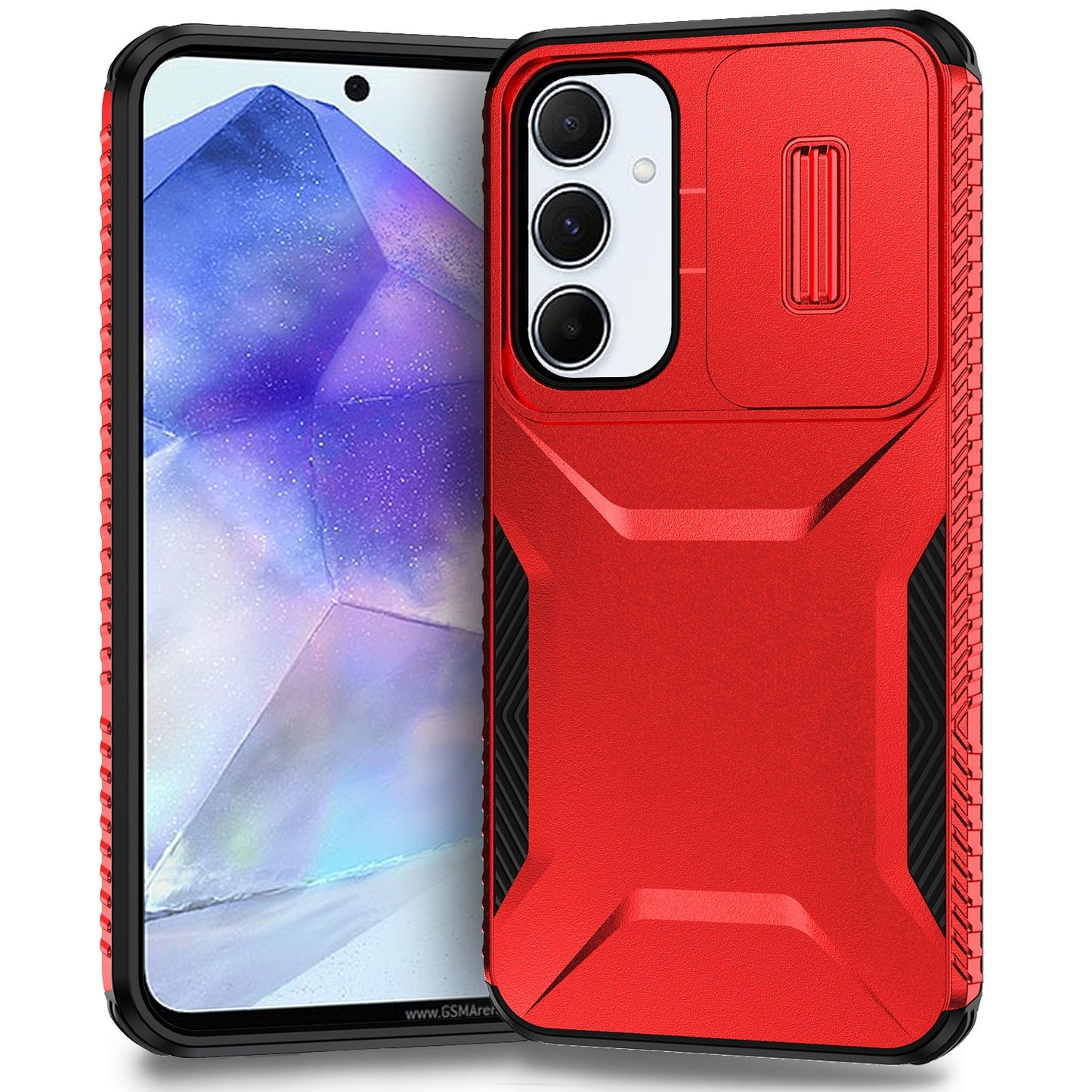 Samsung Galaxy A55 5G Phone Case with Sliding Camshield | Military-Grade TPU & PC Protective Anti-Scratch Anti-Skid Cover, Durable Shockproof Design