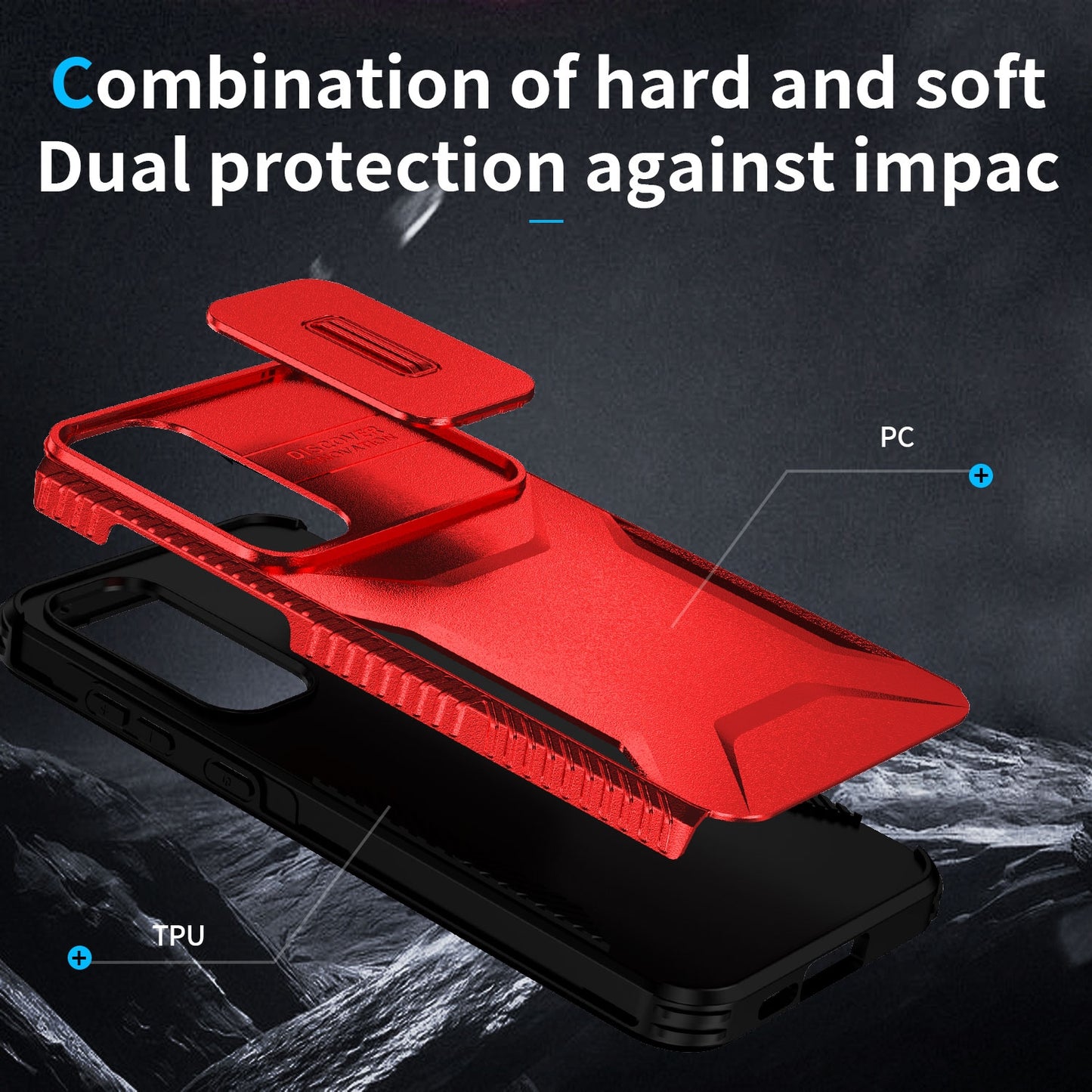 Samsung Galaxy A55 5G Phone Case with Sliding Camshield | Military-Grade TPU & PC Protective Anti-Scratch Anti-Skid Cover, Durable Shockproof Design