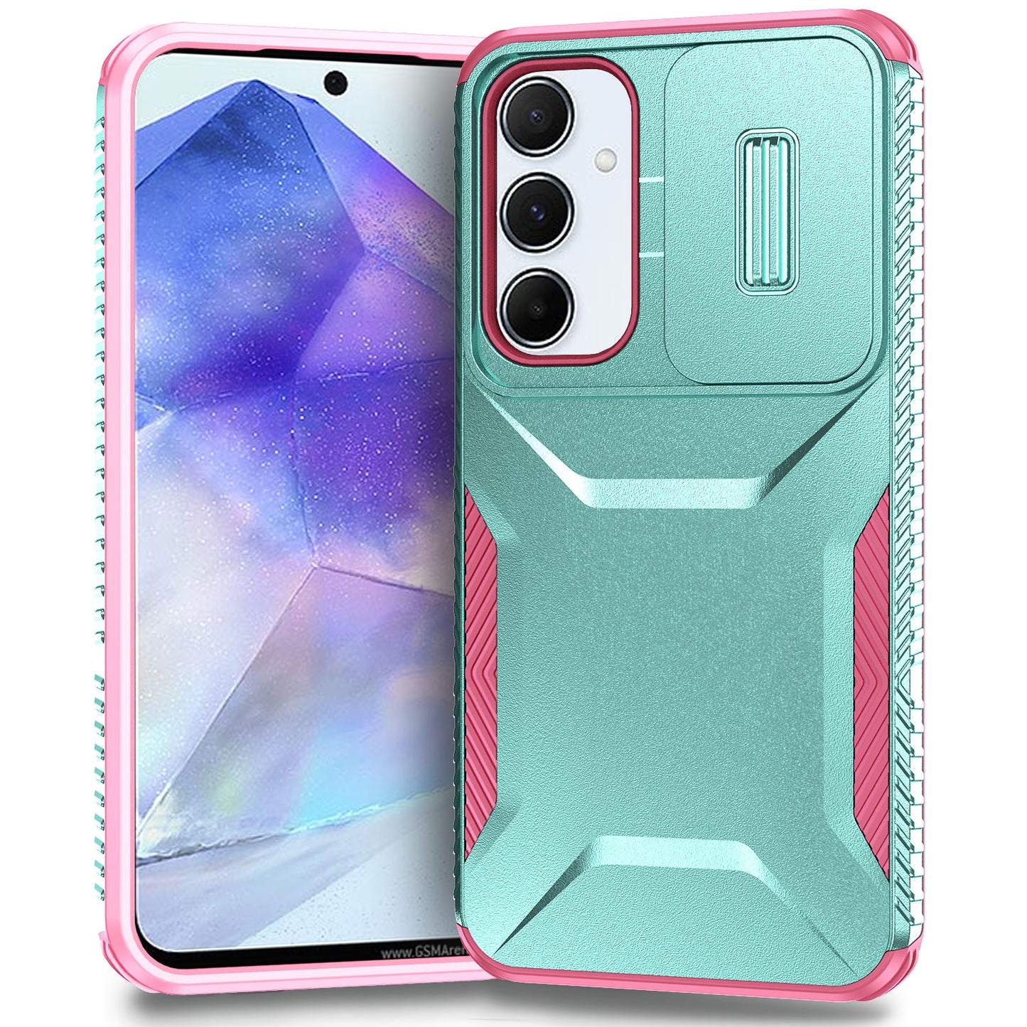 Samsung Galaxy A55 5G Phone Case with Sliding Camshield | Military-Grade TPU & PC Protective Anti-Scratch Anti-Skid Cover, Durable Shockproof Design