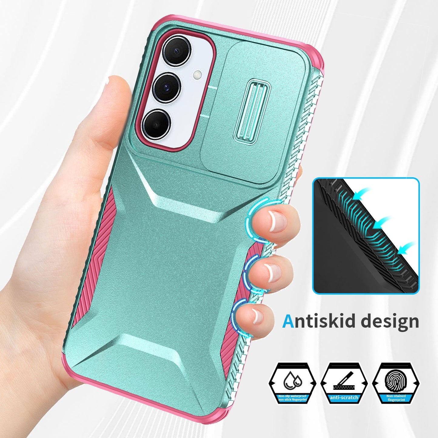 Samsung Galaxy A55 5G Phone Case with Sliding Camshield | Military-Grade TPU & PC Protective Anti-Scratch Anti-Skid Cover, Durable Shockproof Design