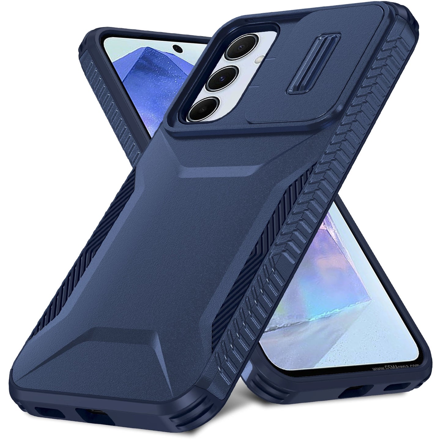Samsung Galaxy A55 5G Phone Case with Sliding Camshield | Military-Grade TPU & PC Protective Anti-Scratch Anti-Skid Cover, Durable Shockproof Design