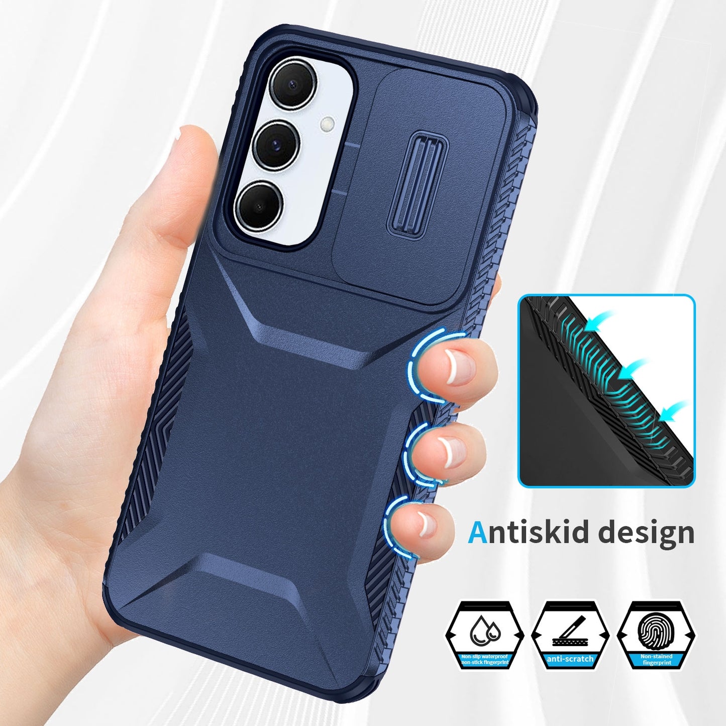Samsung Galaxy A55 5G Phone Case with Sliding Camshield | Military-Grade TPU & PC Protective Anti-Scratch Anti-Skid Cover, Durable Shockproof Design