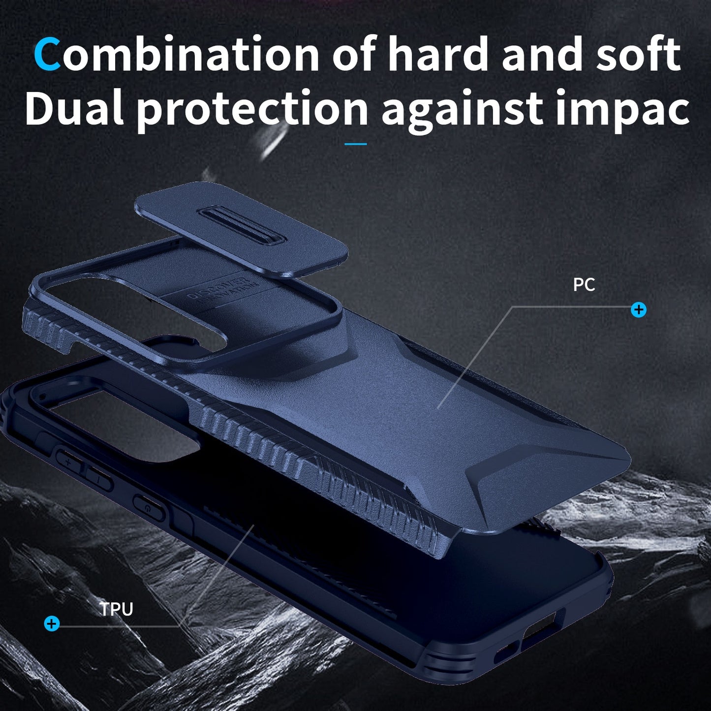 Samsung Galaxy A55 5G Phone Case with Sliding Camshield | Military-Grade TPU & PC Protective Anti-Scratch Anti-Skid Cover, Durable Shockproof Design