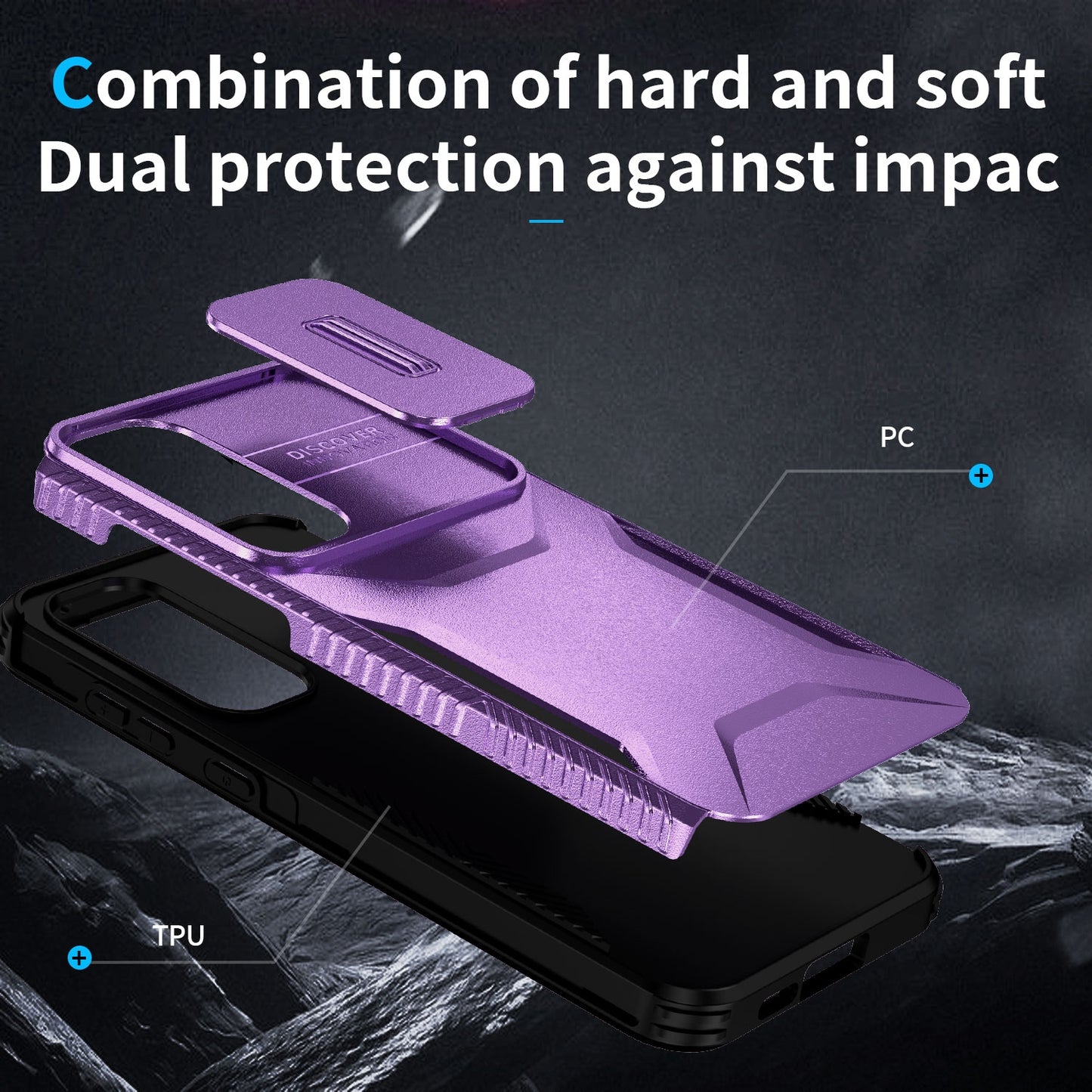 Samsung Galaxy A55 5G Phone Case with Sliding Camshield | Military-Grade TPU & PC Protective Anti-Scratch Anti-Skid Cover, Durable Shockproof Design