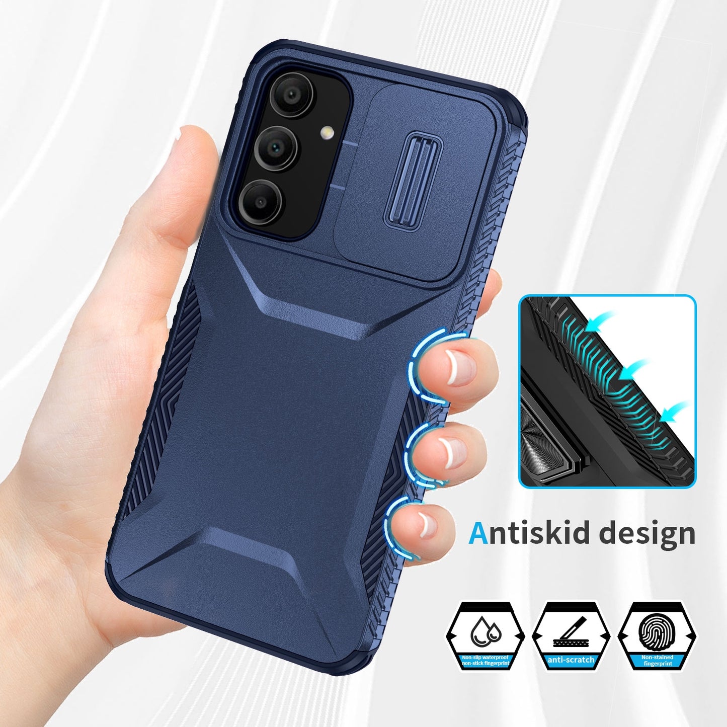 Samsung Galaxy A16 Phone Case with Sliding Camshield | Military-Grade TPU & PC Protective Anti-Scratch Anti-Skid Cover, Durable Shockproof Design