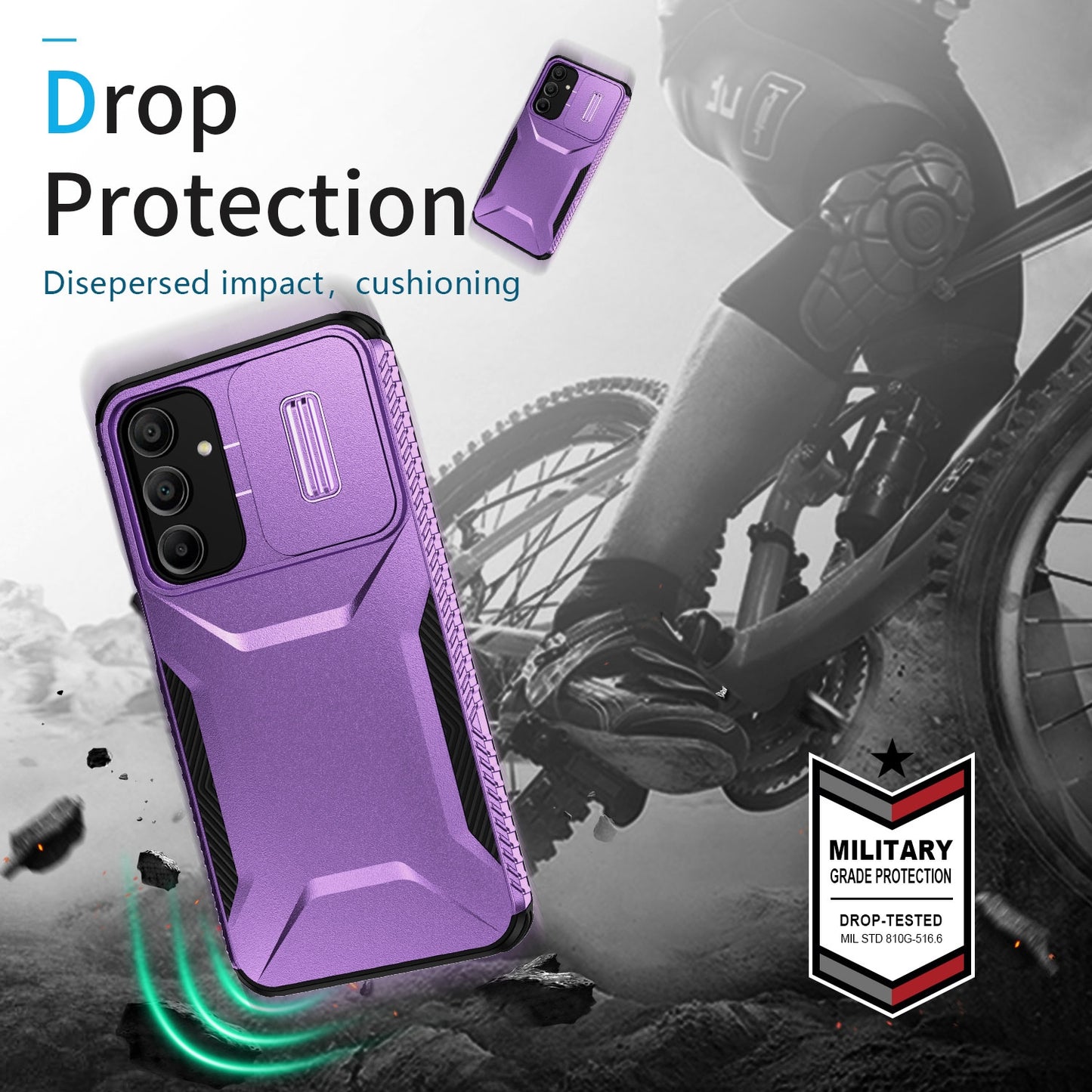 Samsung Galaxy A16 Phone Case with Sliding Camshield | Military-Grade TPU & PC Protective Anti-Scratch Anti-Skid Cover, Durable Shockproof Design