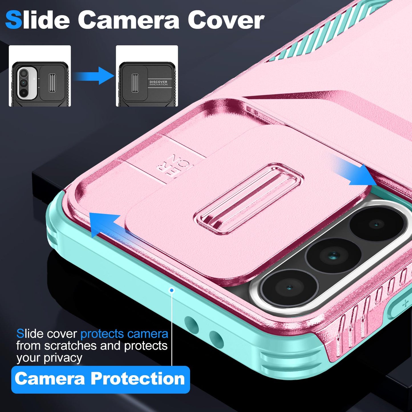 Samsung Galaxy A56 5G Phone Case with Sliding Camshield | Military-Grade TPU & PC Protective Anti-Scratch Anti-Skid Cover, Durable Shockproof Design