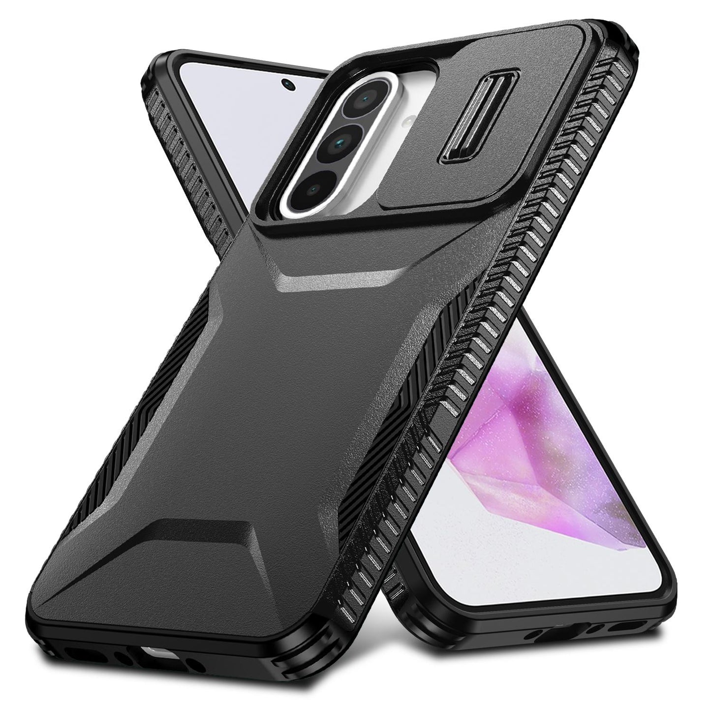 Samsung Galaxy A56 5G Phone Case with Sliding Camshield | Military-Grade TPU & PC Protective Anti-Scratch Anti-Skid Cover, Durable Shockproof Design