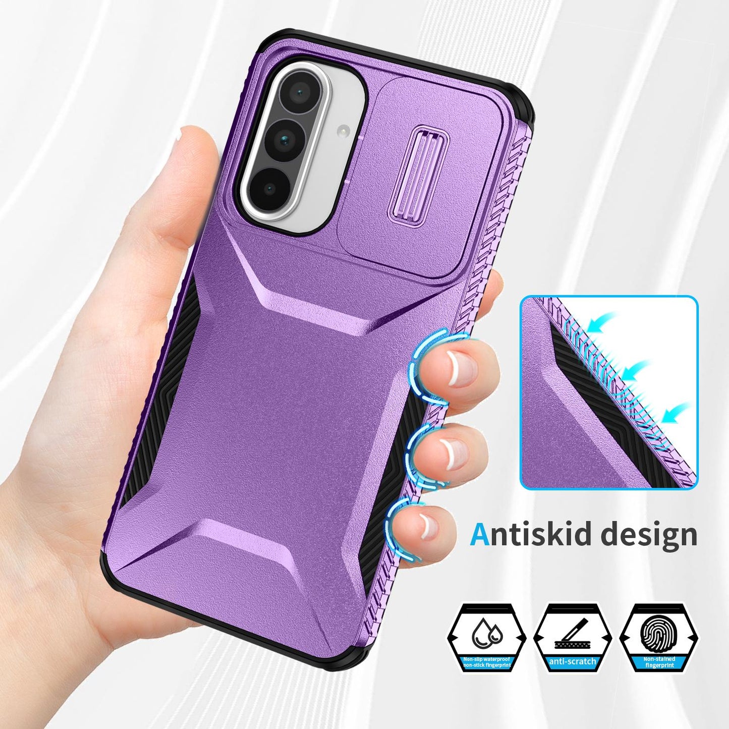 Samsung Galaxy A56 5G Phone Case with Sliding Camshield | Military-Grade TPU & PC Protective Anti-Scratch Anti-Skid Cover, Durable Shockproof Design