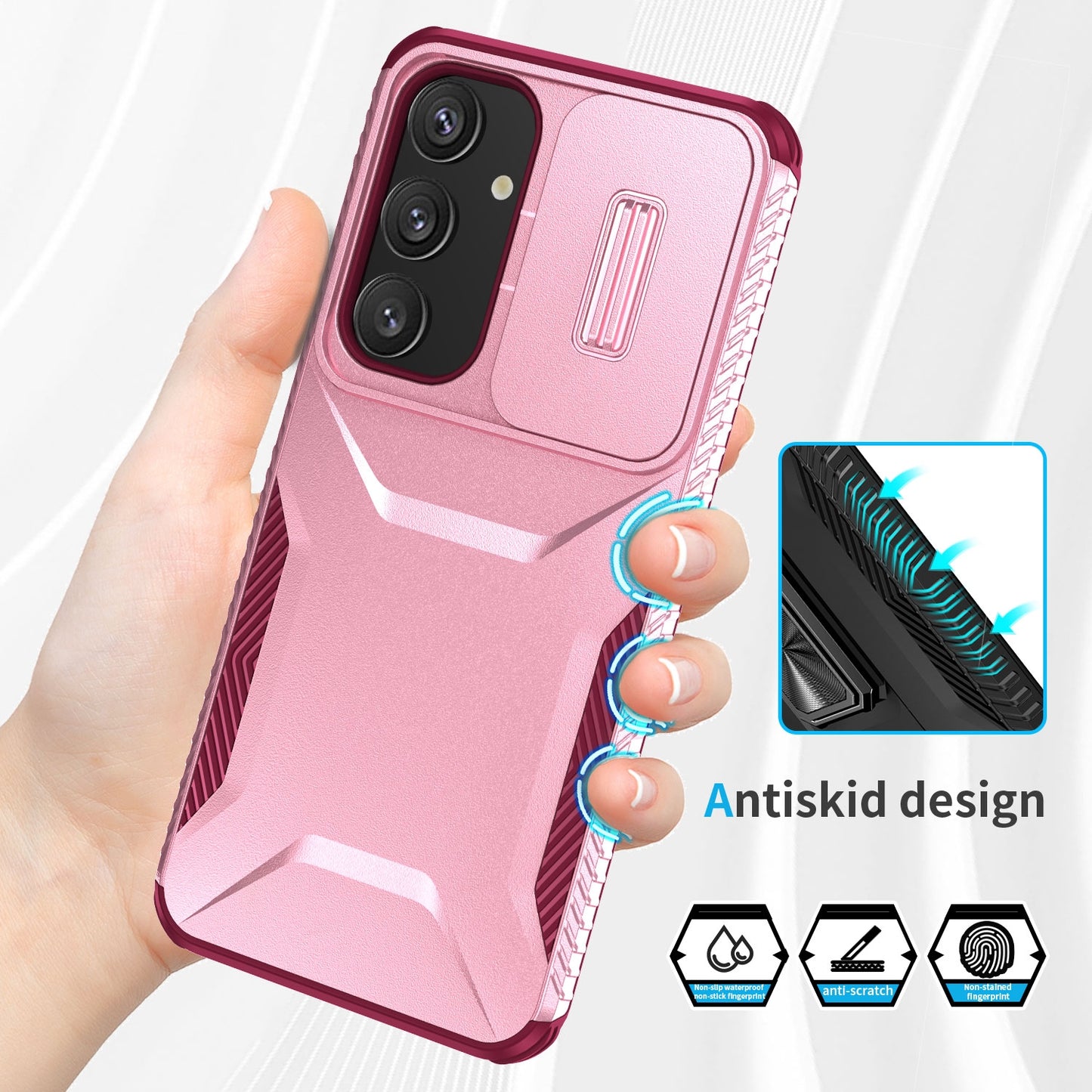 Samsung Galaxy S24+ 5G Phone Case with Sliding Camshield | Military-Grade TPU & PC Protective Anti-Scratch Anti-Skid Cover, Durable Shockproof Design