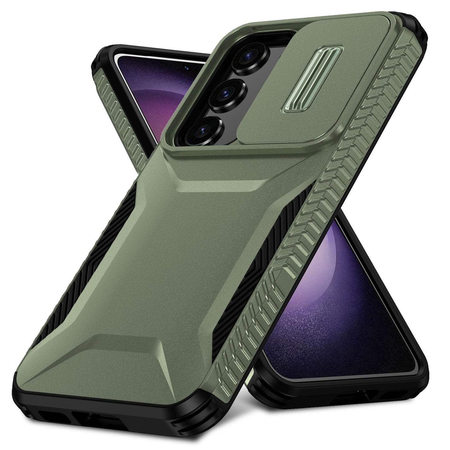 Samsung Galaxy S23 FE 5G Phone Case with Sliding Camshield | Military-Grade TPU & PC Protective Anti-Scratch Anti-Skid Cover, Durable Shockproof Design