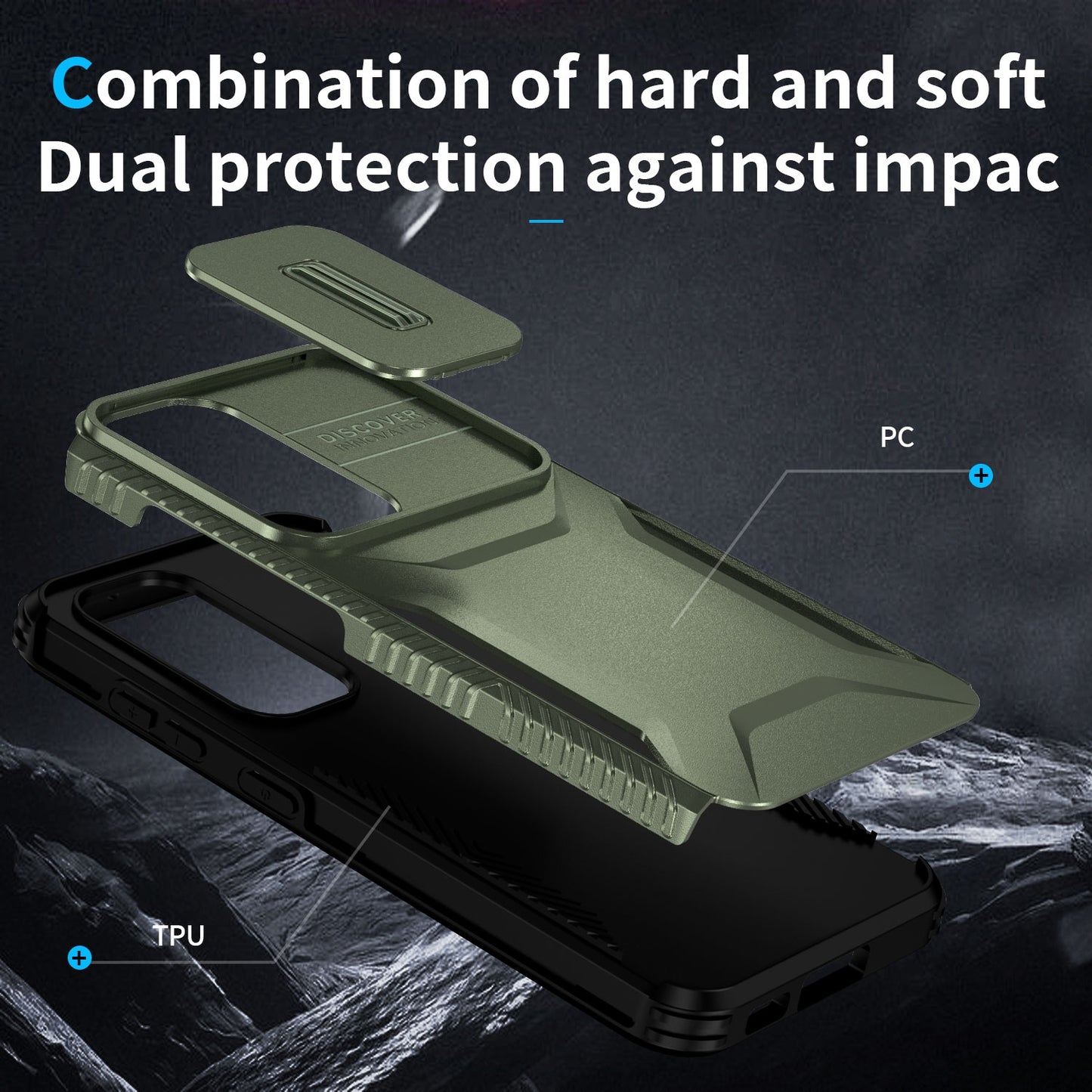 Samsung Galaxy S23 FE 5G Phone Case with Sliding Camshield | Military-Grade TPU & PC Protective Anti-Scratch Anti-Skid Cover, Durable Shockproof Design