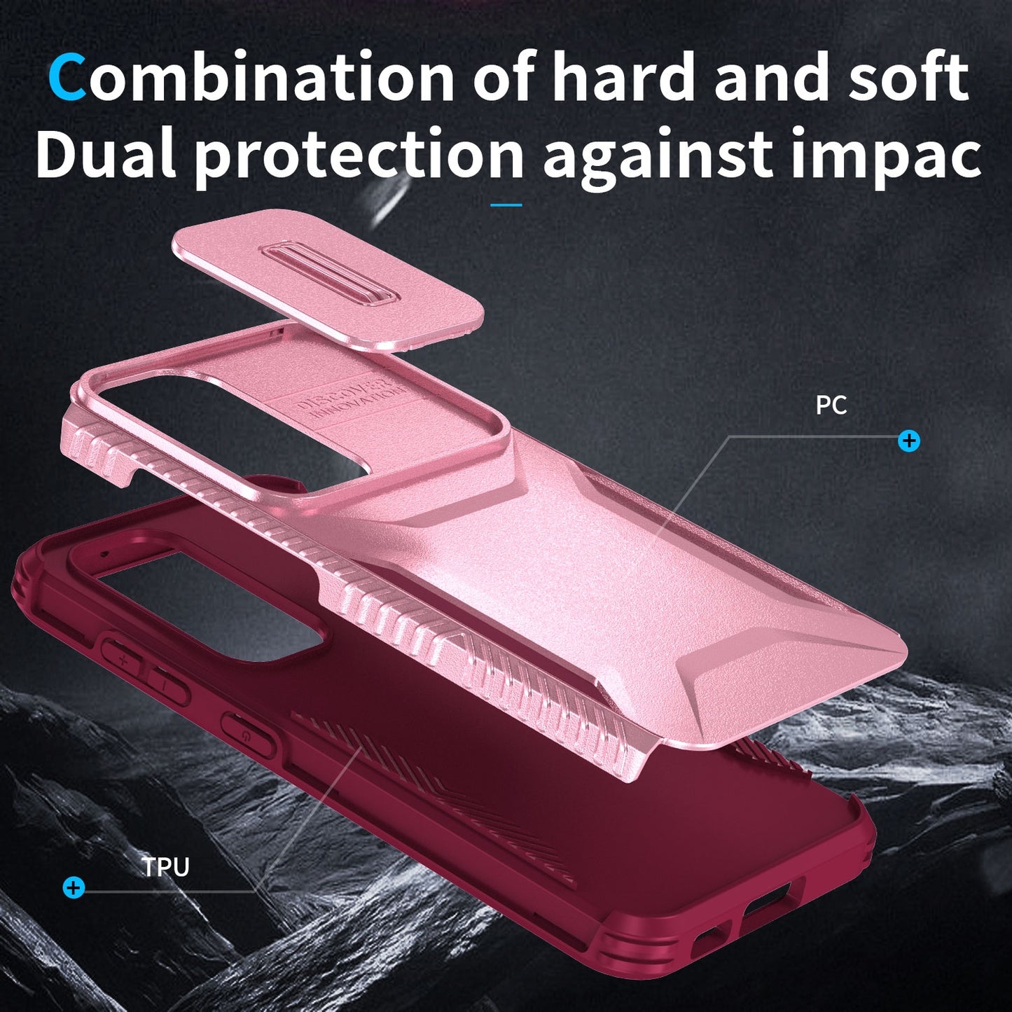 Samsung Galaxy S23 FE 5G Phone Case with Sliding Camshield | Military-Grade TPU & PC Protective Anti-Scratch Anti-Skid Cover, Durable Shockproof Design