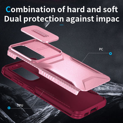 Samsung Galaxy S23 FE 5G Phone Case with Sliding Camshield | Military-Grade TPU & PC Protective Anti-Scratch Anti-Skid Cover, Durable Shockproof Design