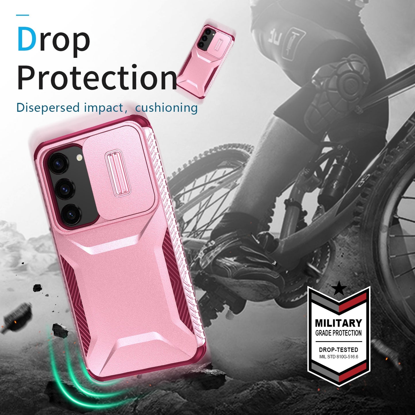 Samsung Galaxy S23 FE 5G Phone Case with Sliding Camshield | Military-Grade TPU & PC Protective Anti-Scratch Anti-Skid Cover, Durable Shockproof Design