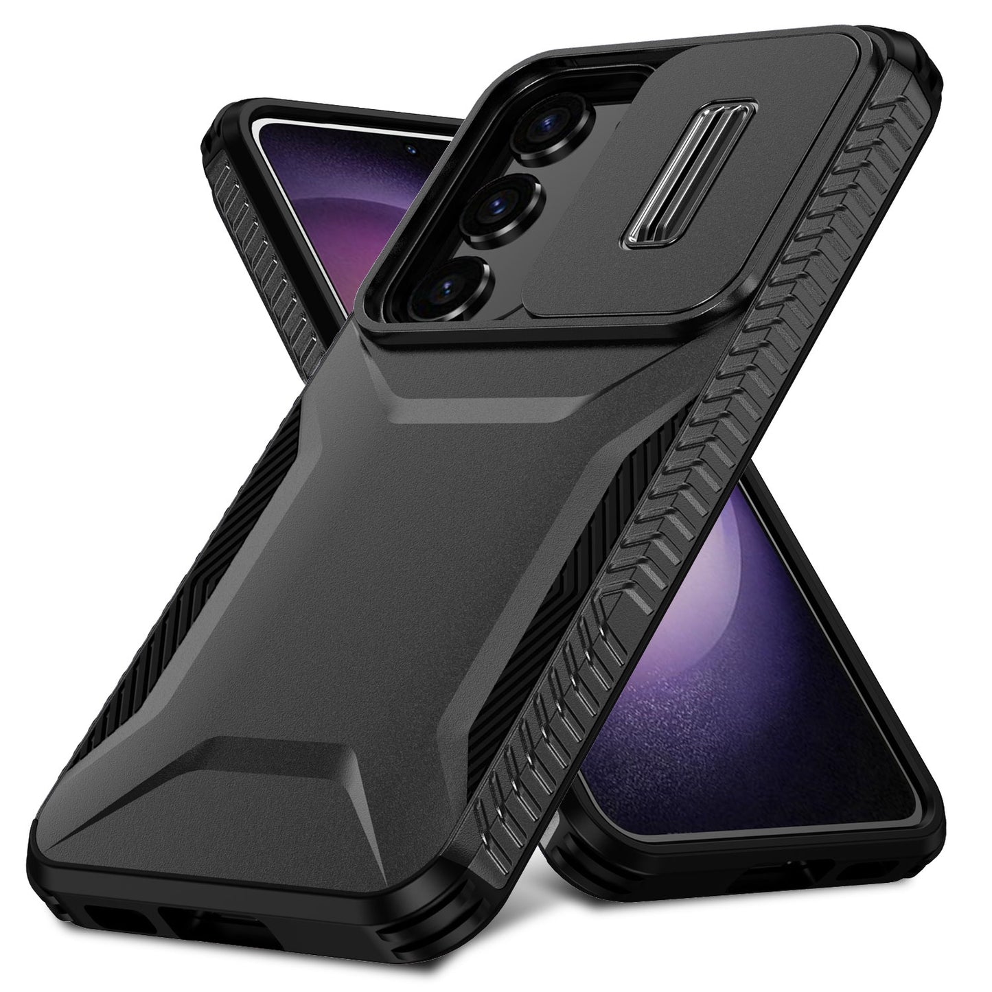 Samsung Galaxy S23 FE 5G Phone Case with Sliding Camshield | Military-Grade TPU & PC Protective Anti-Scratch Anti-Skid Cover, Durable Shockproof Design